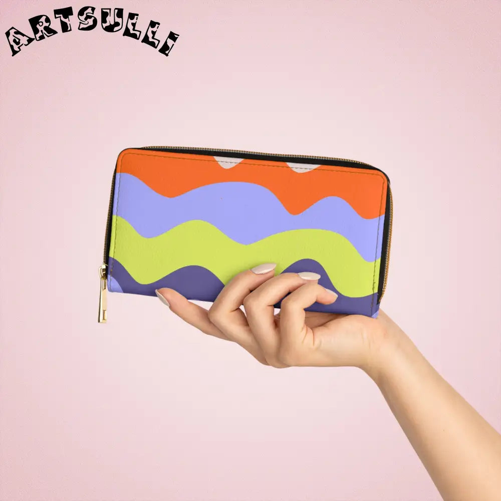 JAKKOUTTHEBXX Waves Red and Blue Zipper Wallet JAKKOUTTHEBXX