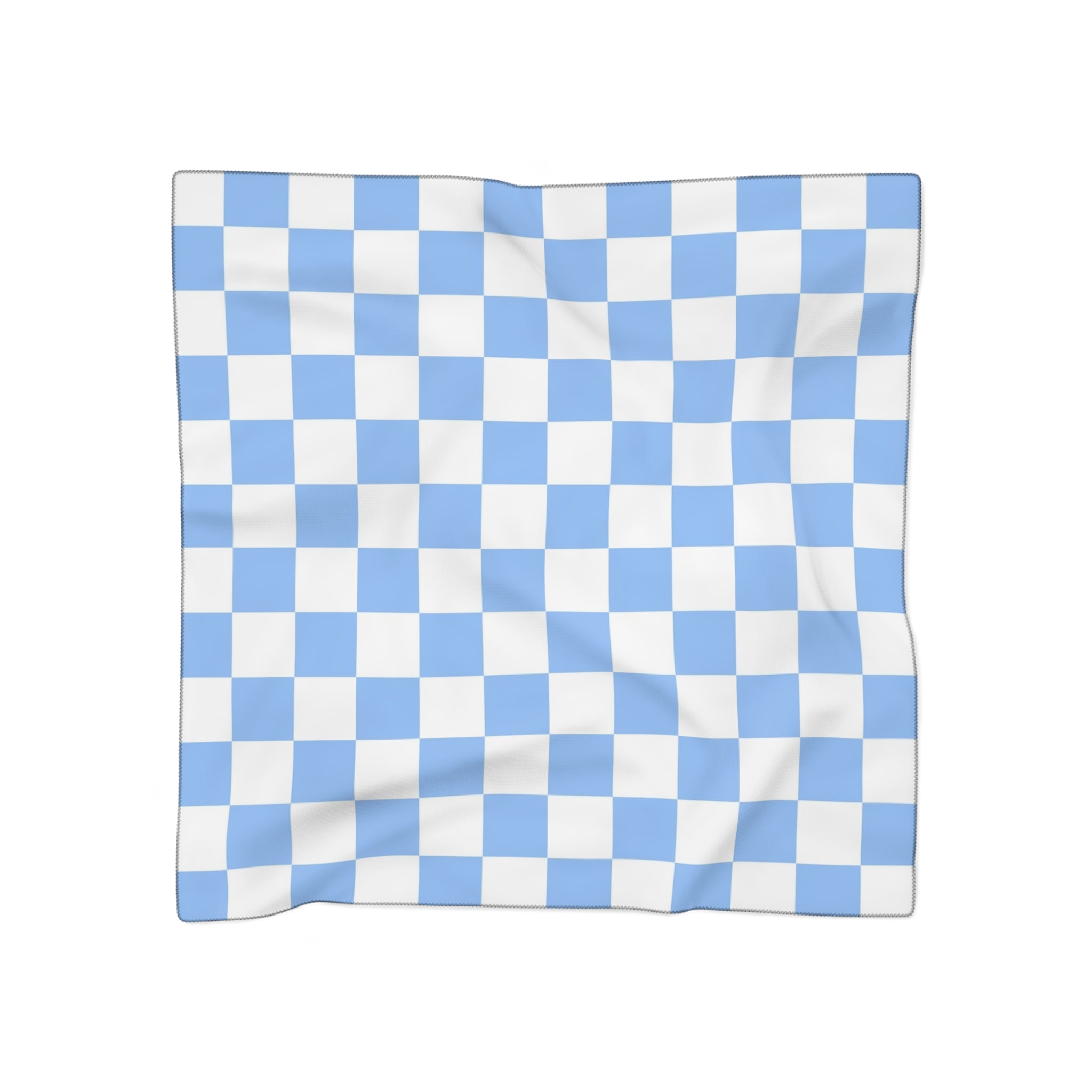 Checkerboard White and Light Blue Poly Scarf, Artsulli - Art is Long, Life is Short, Accessories, Color, Poly voile, Size, 25" × 25", , , 84314782855856937504