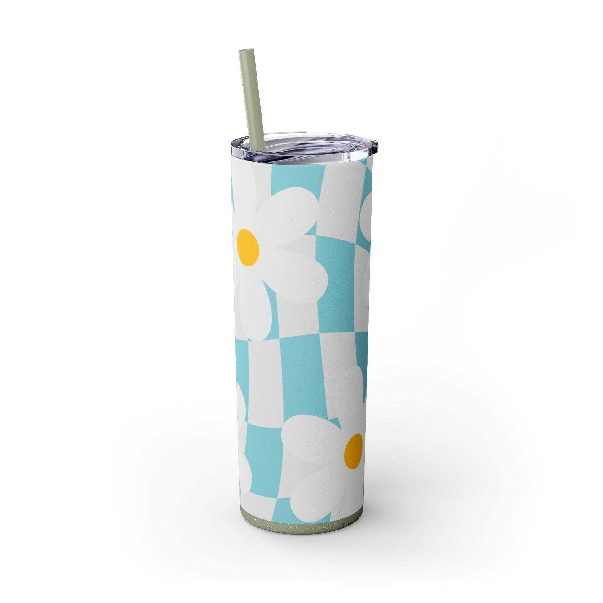 Trippy Check Garden Skinny Tumbler with Straw, 20oz, Artsulli - Art is Long, Life is Short, Mug, , , , , , , 