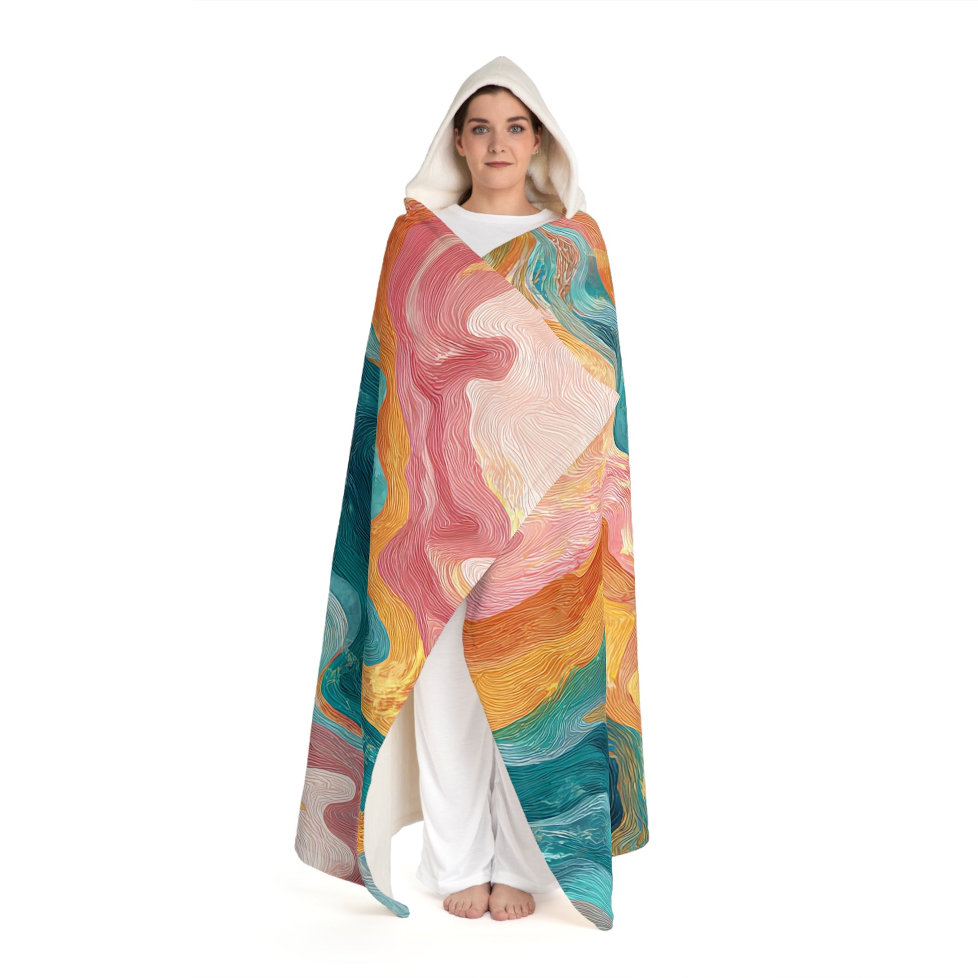 Liquid Marble Spill II Hooded Sherpa Fleece Blanket, Artsulli - Art is Long, Life is Short, All Over Prints, , , , , , , 