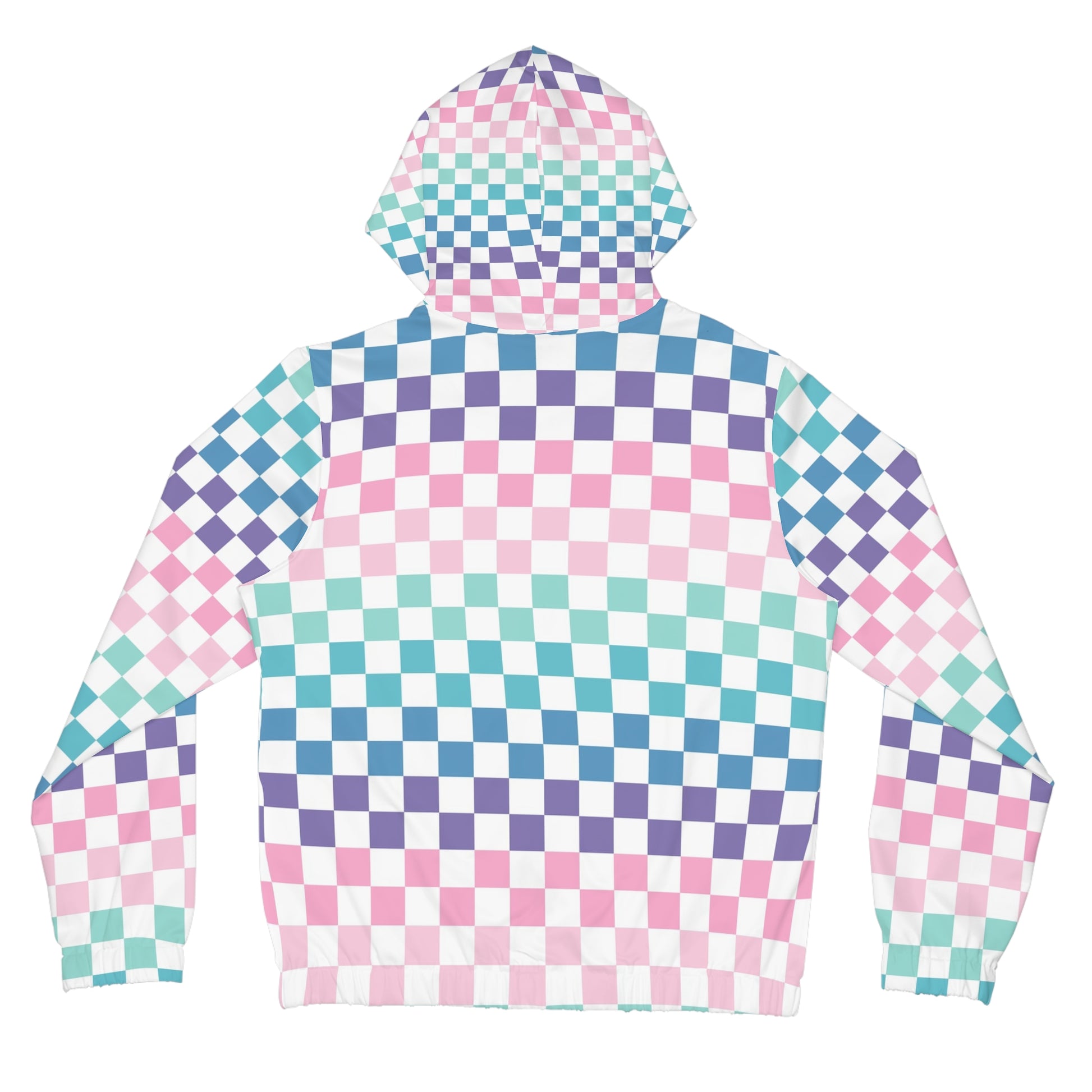 Vaporwave Rainbow  Checkerboard Multi-Color Women’s Full-Zip Hoodie (AOP), Artsulli - Art is Long, Life is Short, All Over Prints, , , , , , , 