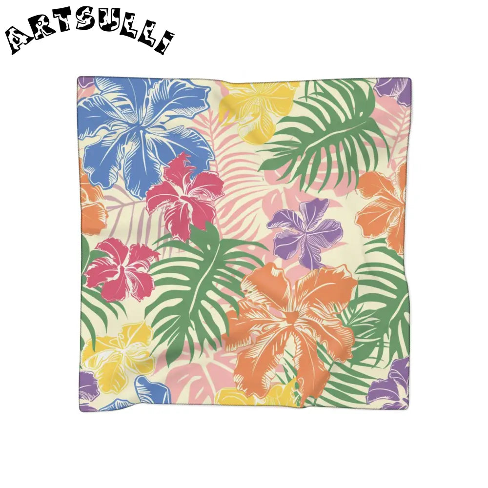 Blooming Tropical Flowers Poly Scarf, Artsulli - Art is Long, Life is Short, Accessories, Color, Poly voile, Size, 25" × 25", , , 21797035336117098390