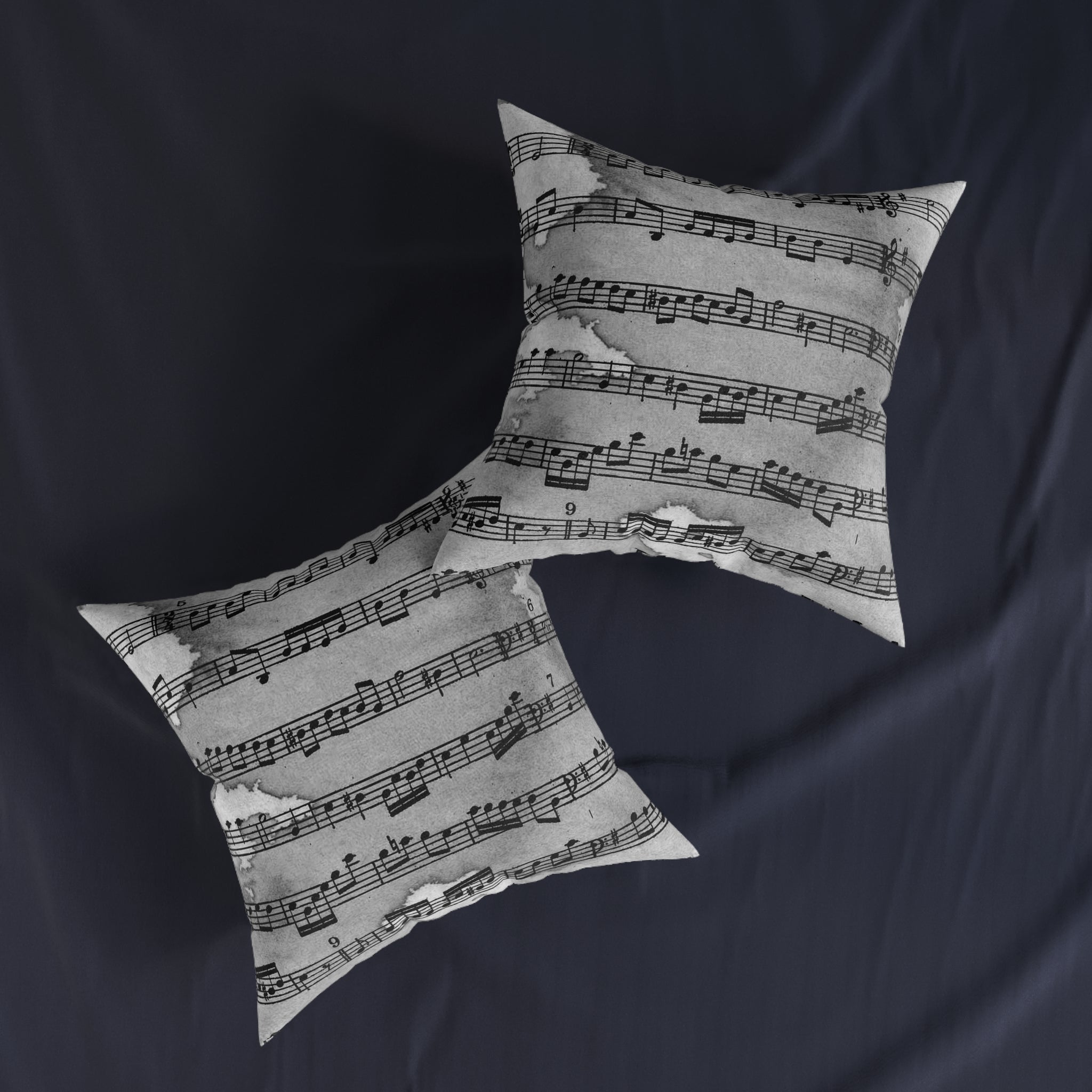 Drip Spill Type Beat Sheet Music Black Square Pillow, Artsulli - Art is Long, Life is Short, Home Decor, , , , , , , 