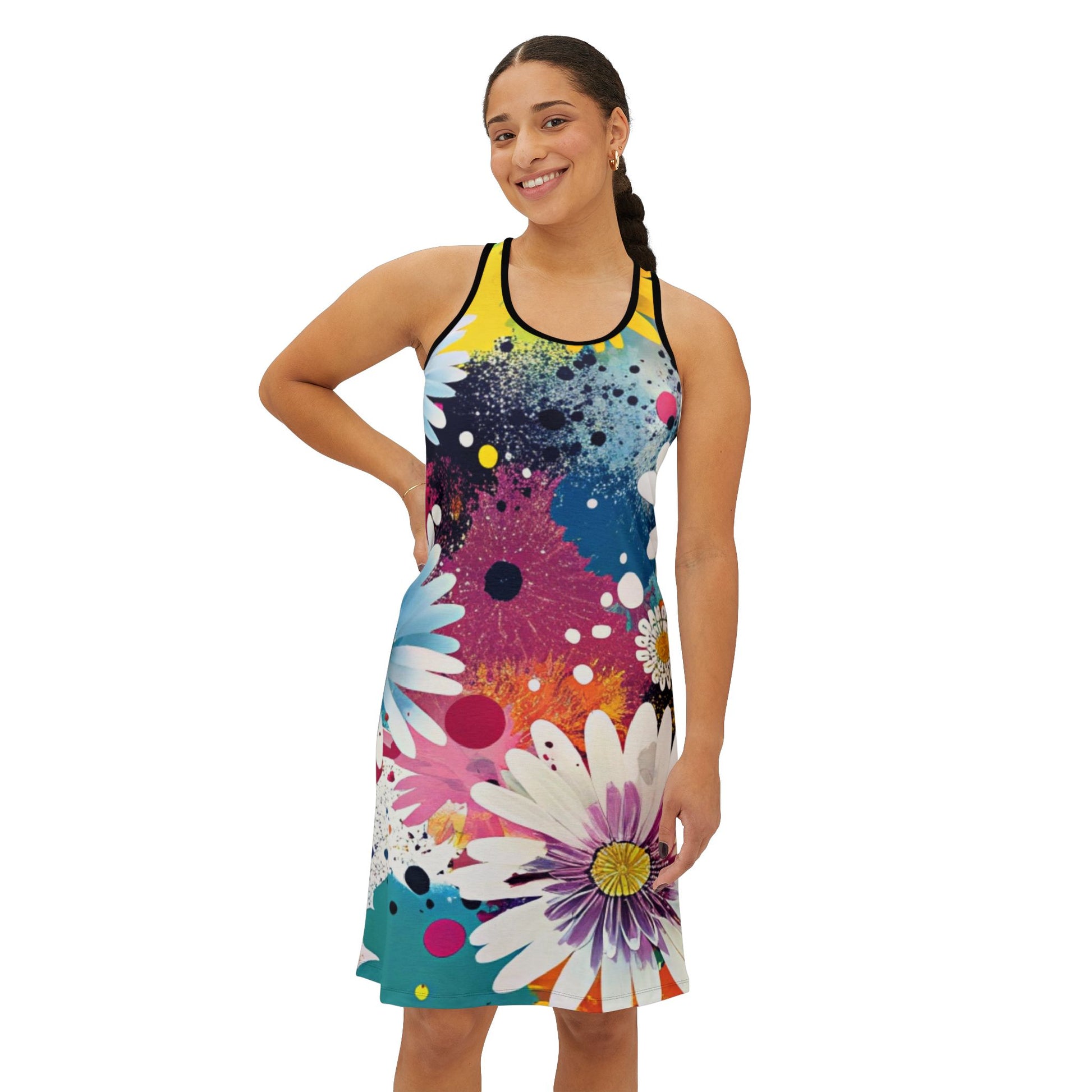 Magical Flower Explosion Multi-Color Women's Racerback Dress (AOP), Artsulli - Art is Long, Life is Short, Tank Top, , , , , , , 