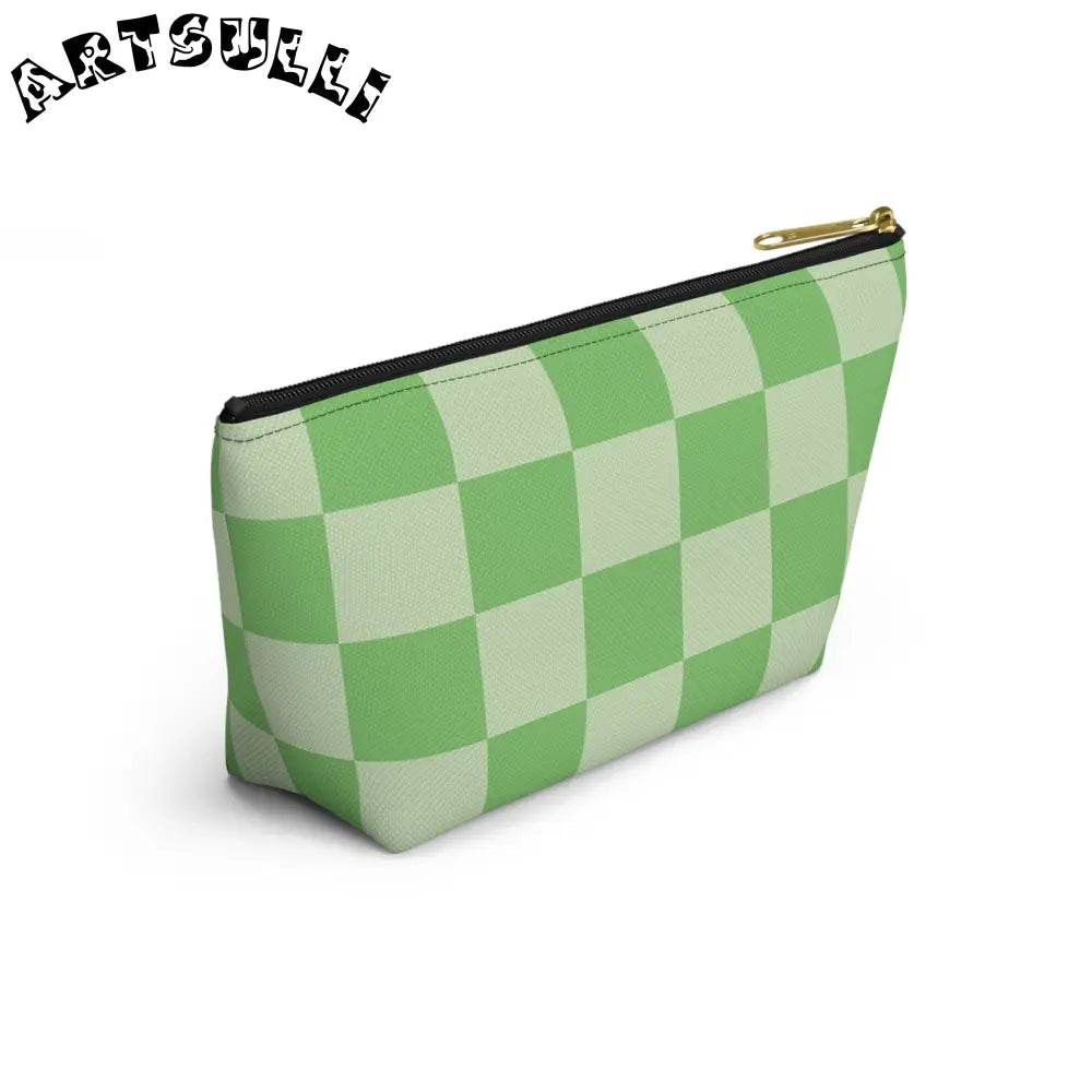 JAKKOUTTHEBXX Checkerboard Green Accessory Pouch w T-bottom