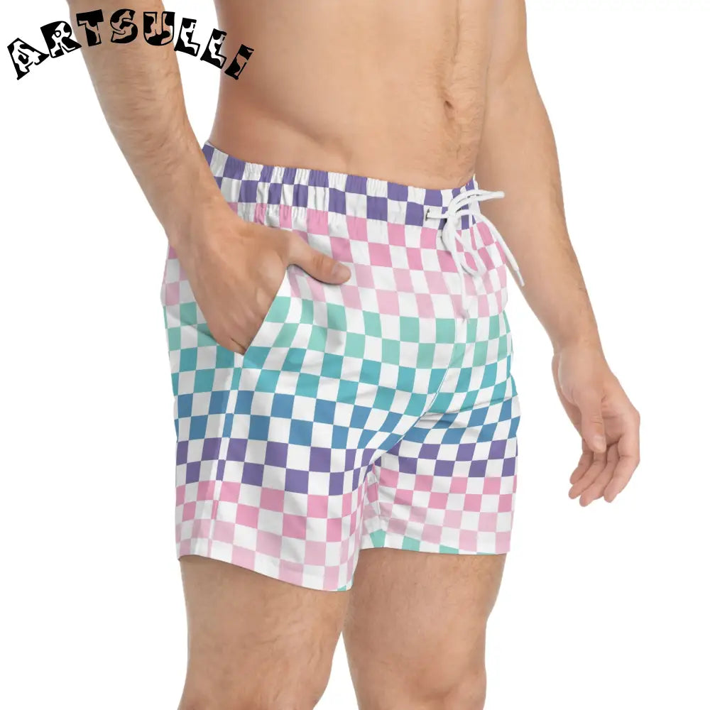 JAKKOUTTHEBXX Vaporwave Rainbow Checkerboard II Multi-Color Swim