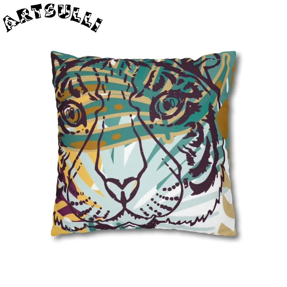 JAKKOUTTHEBXX Tropical Jungle Tigers Brown and Green Spun Polyester
