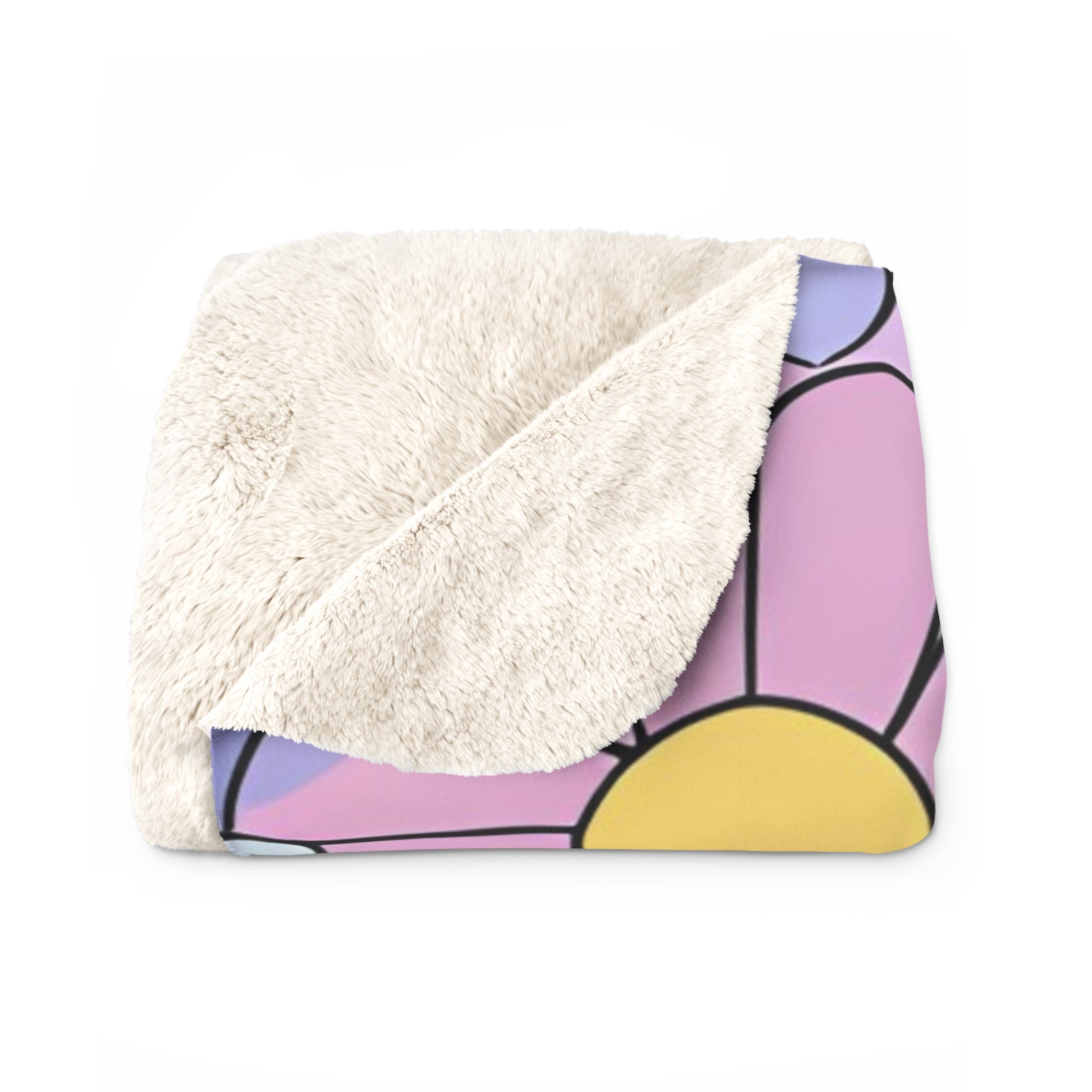 Flower Hour Purple and Blue Sherpa Fleece Blanket, Artsulli - Art is Long, Life is Short, Home Decor, , , , , , , 