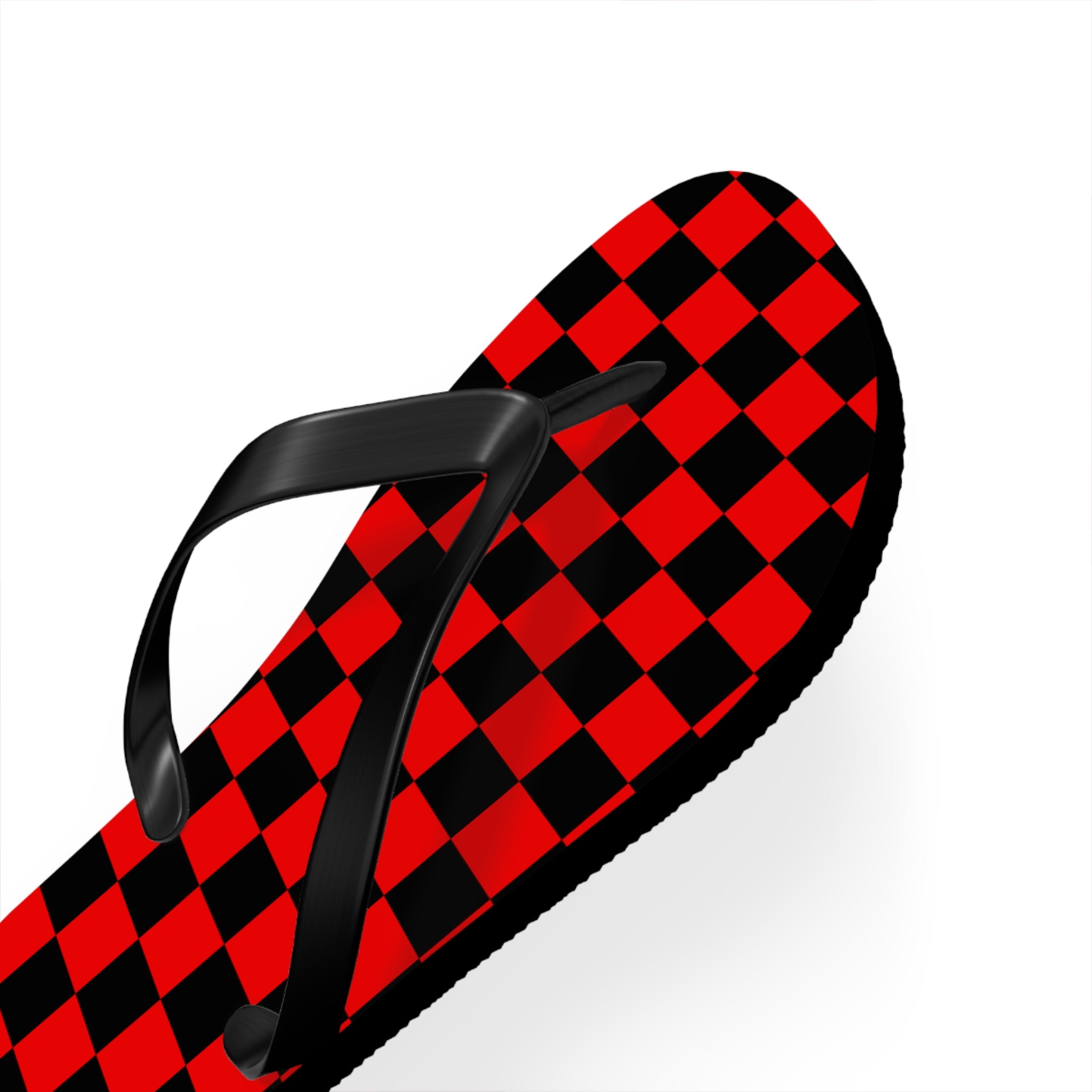 Checkerboard Red and Black Flip Flops, Artsulli - Art is Long, Life is Short, Shoes, , , , , , , 