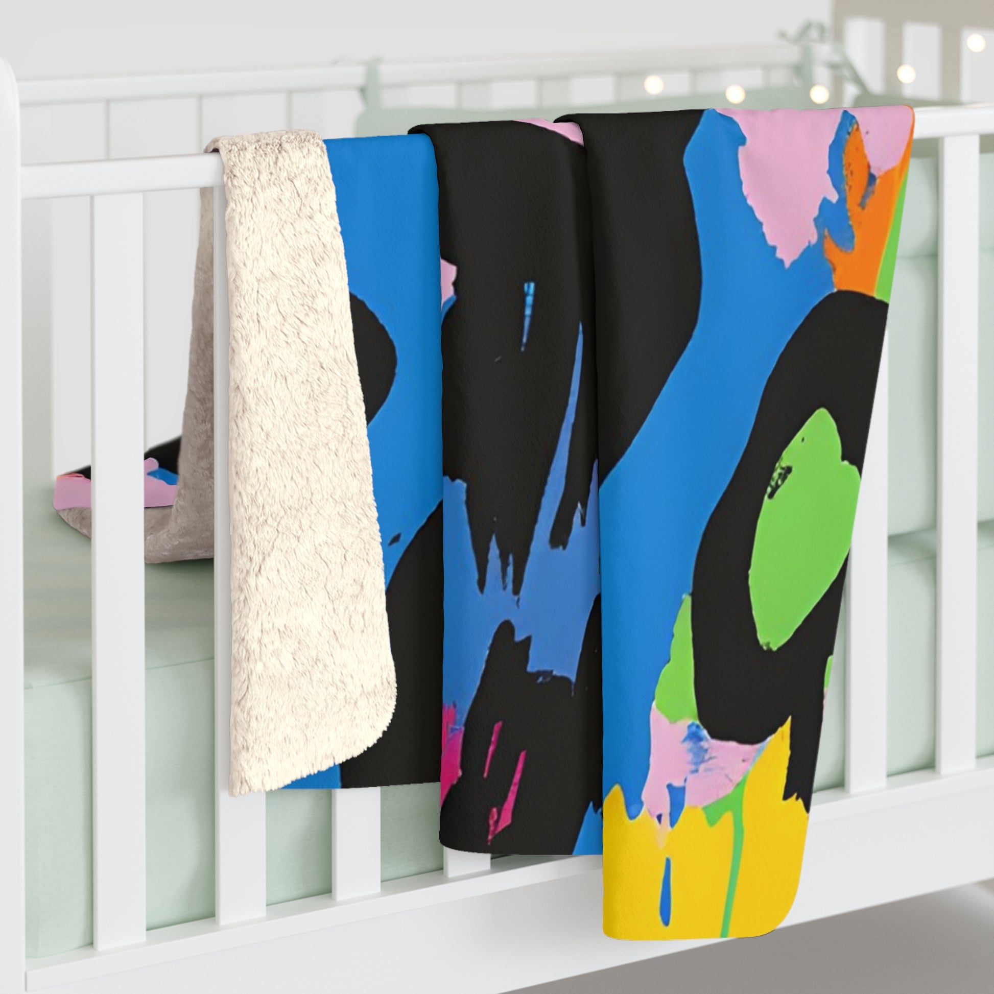 90s Neon Sherpa Fleece Blanket, Artsulli - Art is Long, Life is Short, Home Decor, , , , , , , 