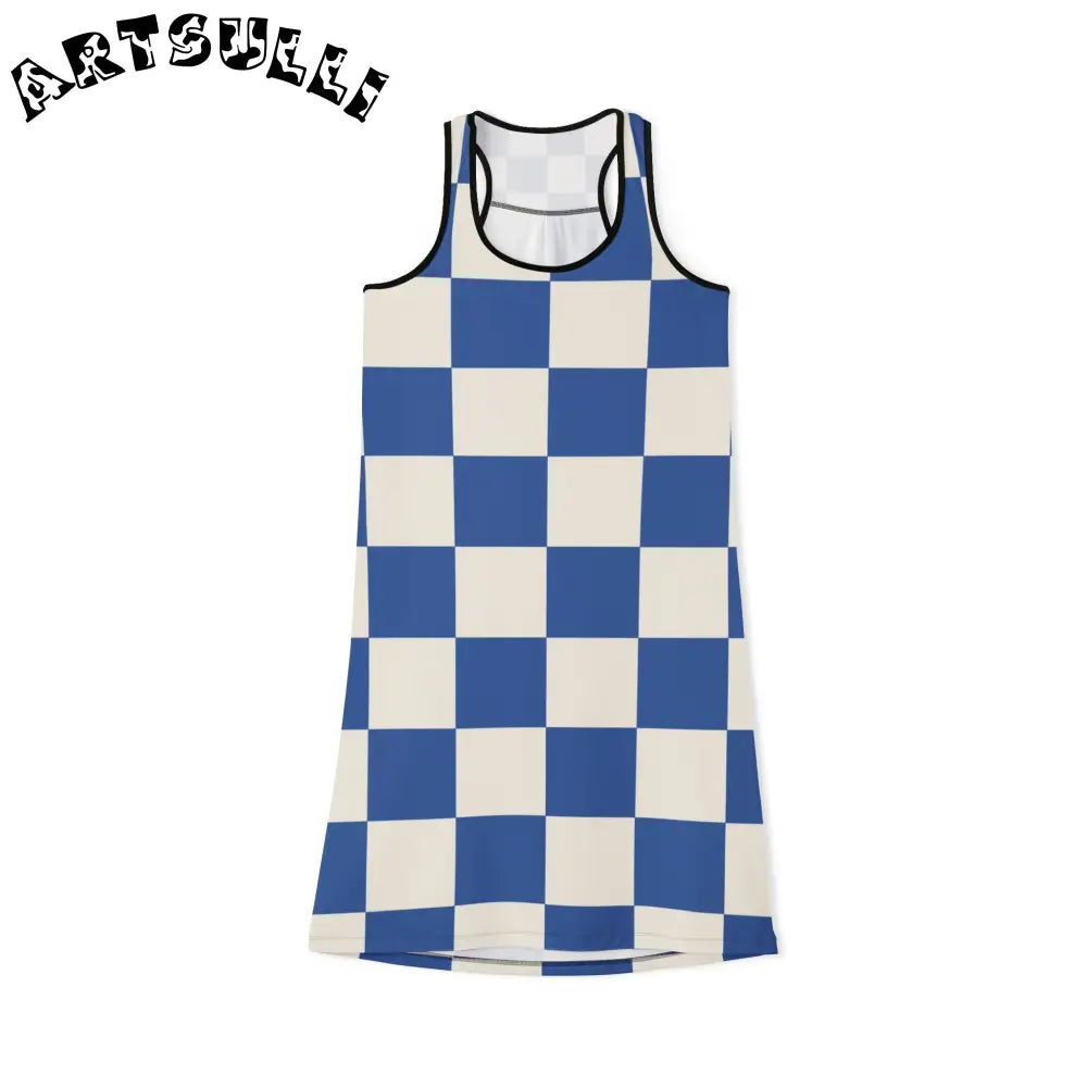 JAKKOUTTHEBXX Checkerboard Blue Women’s Racerback Dress (AOP)