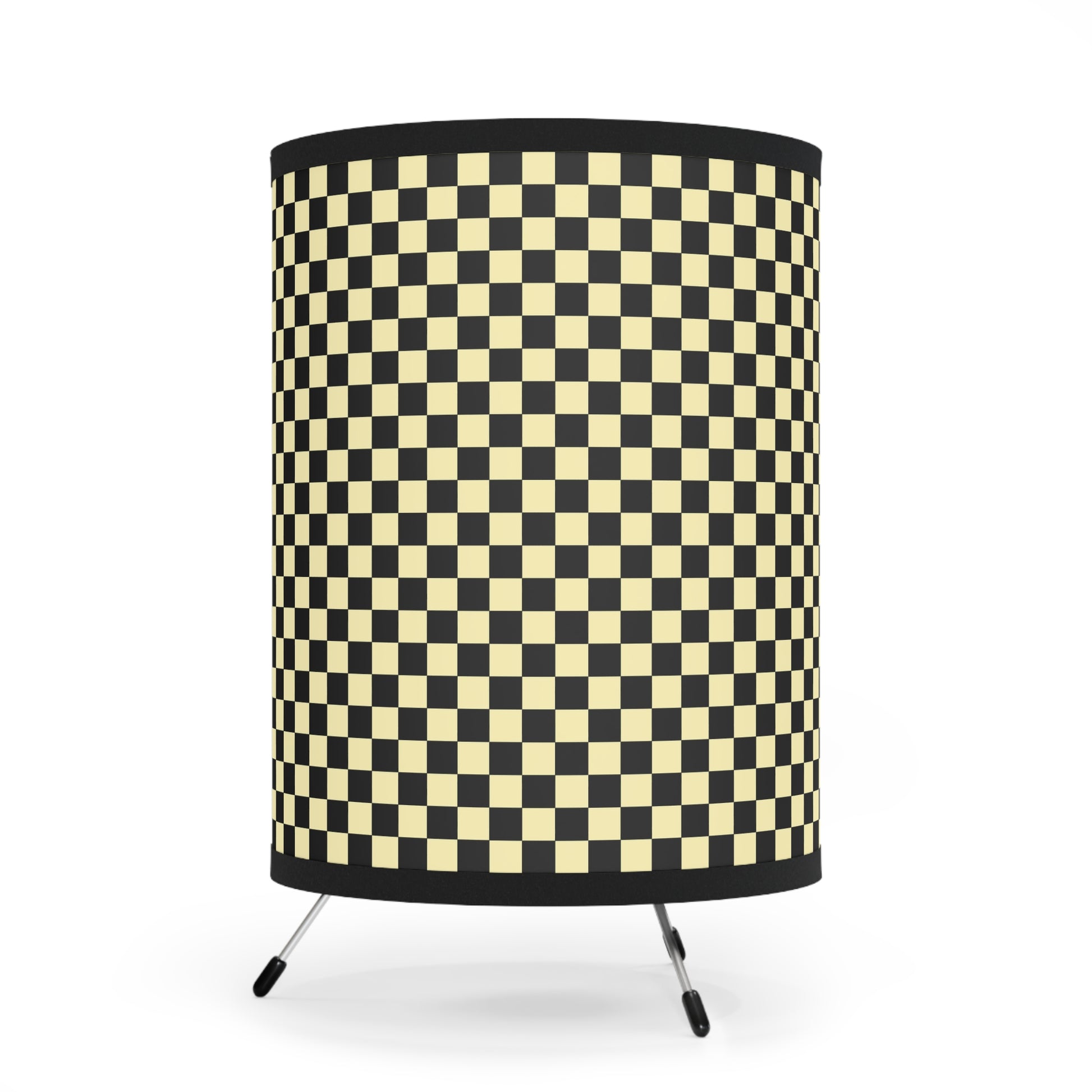Checkerboard Black and Yellow Tripod Lamp with High-Res Printed Shade, US\CA plug, Artsulli - Art is Long, Life is Short, Home Decor, , , , , , , 