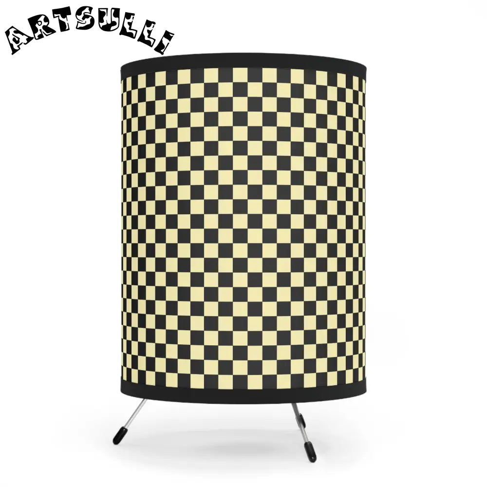 JAKKOUTTHEBXX Checkerboard Black and Yellow Tripod Lamp