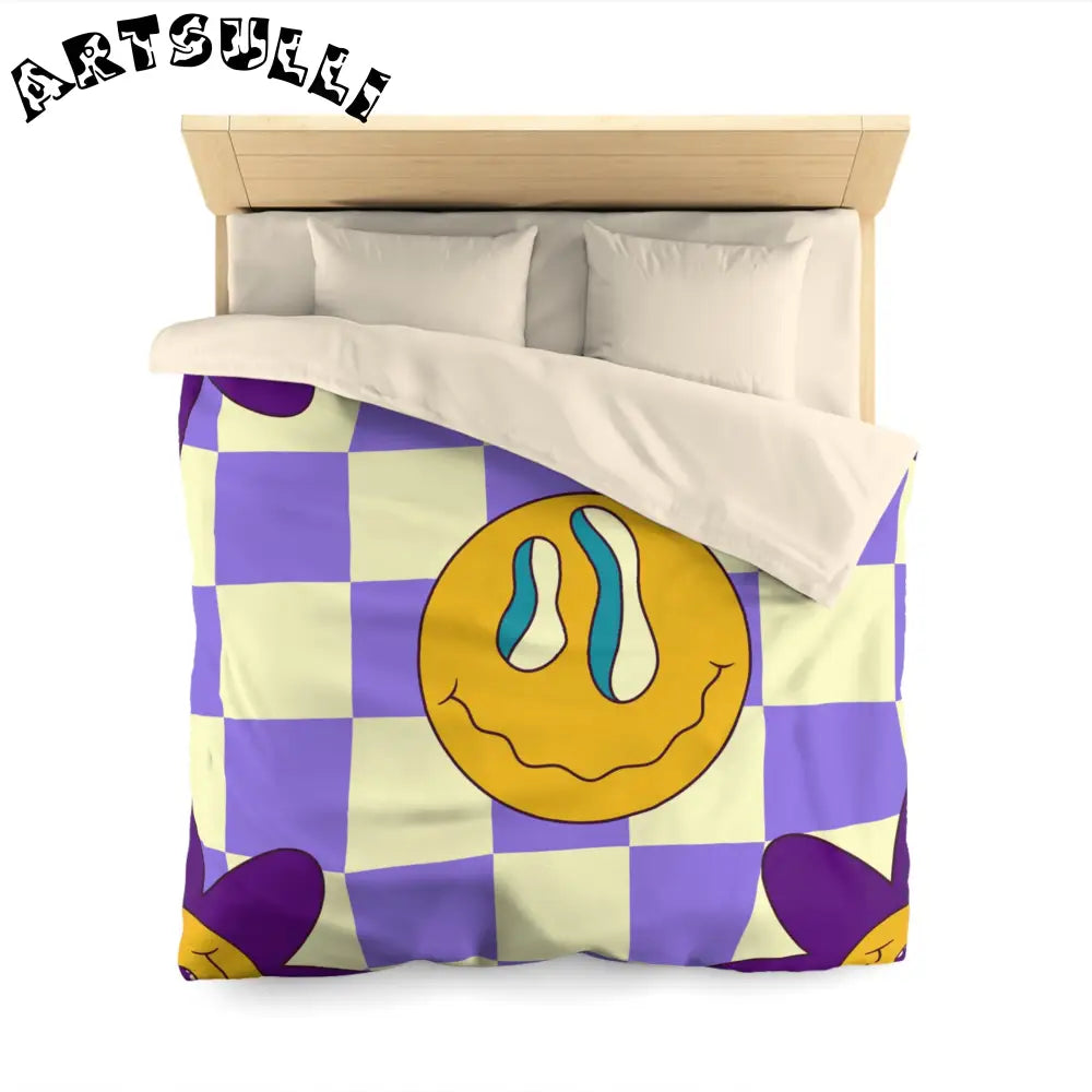 JAKKOUTTHEBXX Trippy Flower Power Motifs Microfiber Duvet Cover