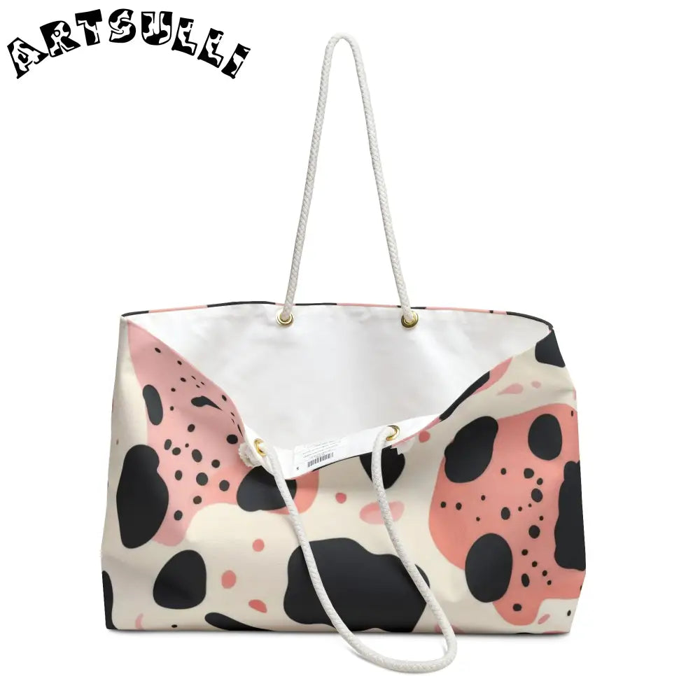 JAKKOUTTHEBXX Pink Cow Print Oversized Weekender Tote 2025
