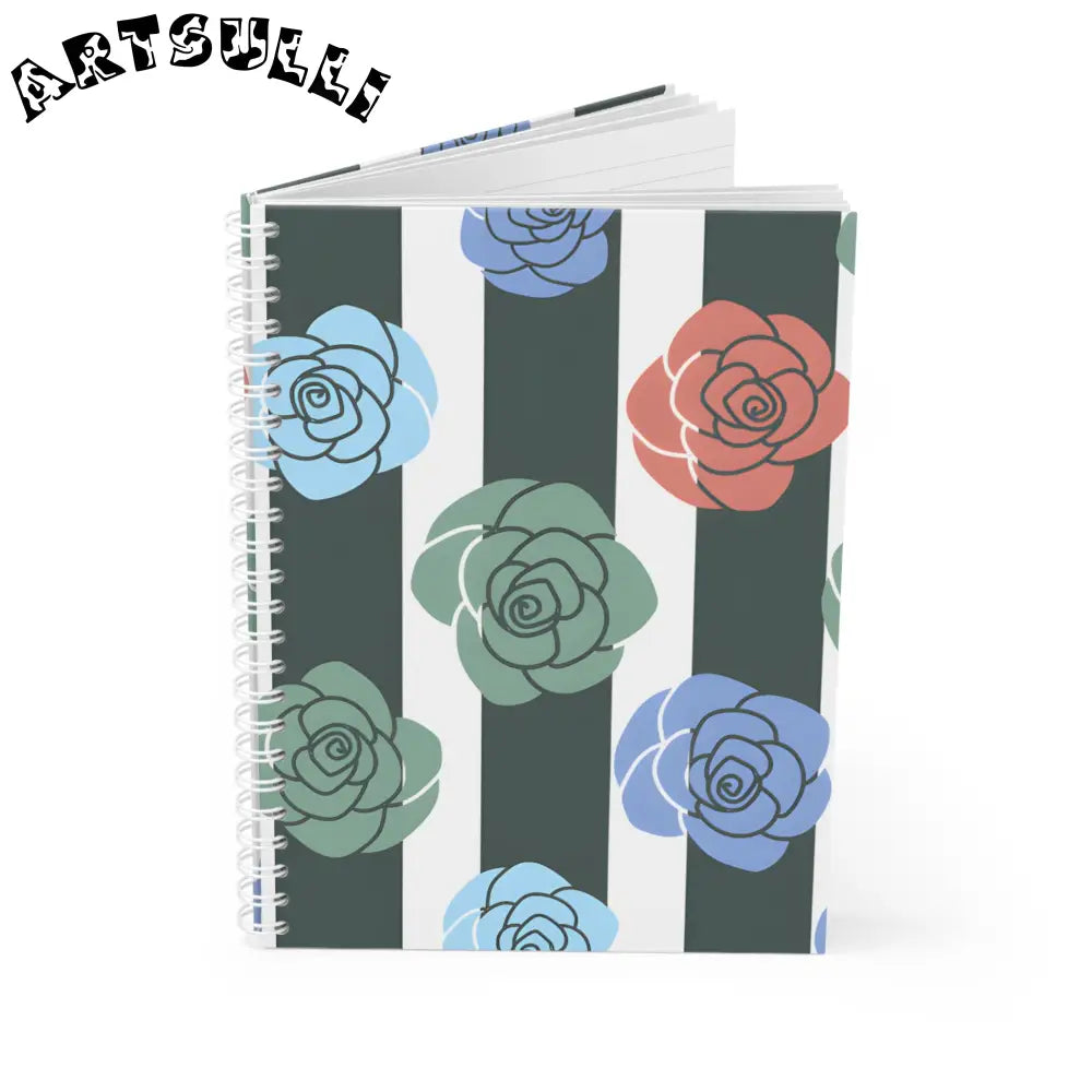 JAKKOUTTHEBXX Stripes x Roses Black and White Spiral Notebook