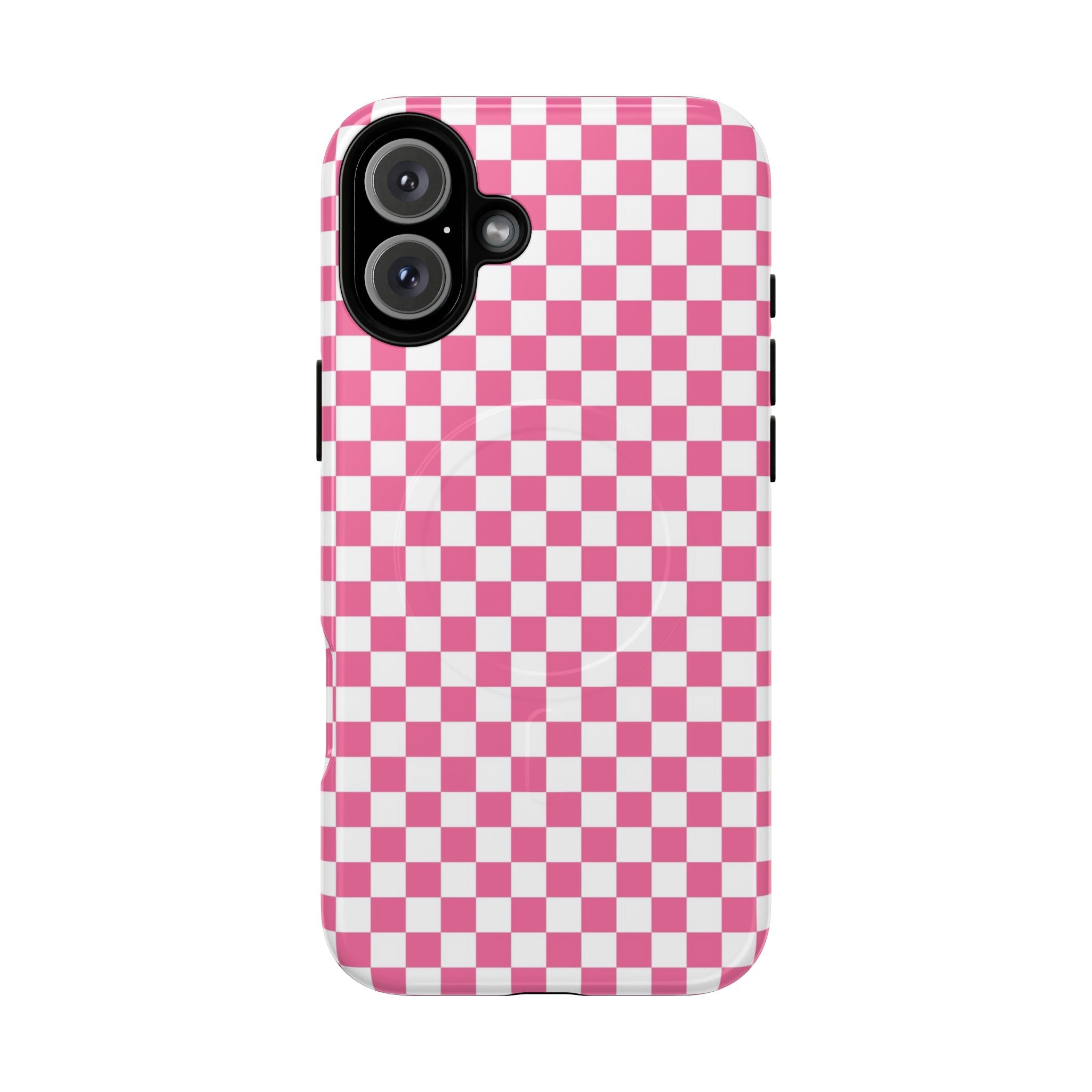Yuyushiki Pink Check Tough Magnetic Cases, Artsulli - Art is Long, Life is Short, Phone Case, Size, iPhone 16 Plus, Surface, Glossy, , , 78762972339818540825
