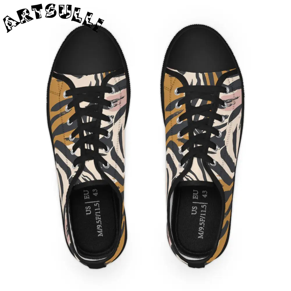 JAKKOUTTHEBXX White Canvas Sneakers with Abstract Zebra Illustration