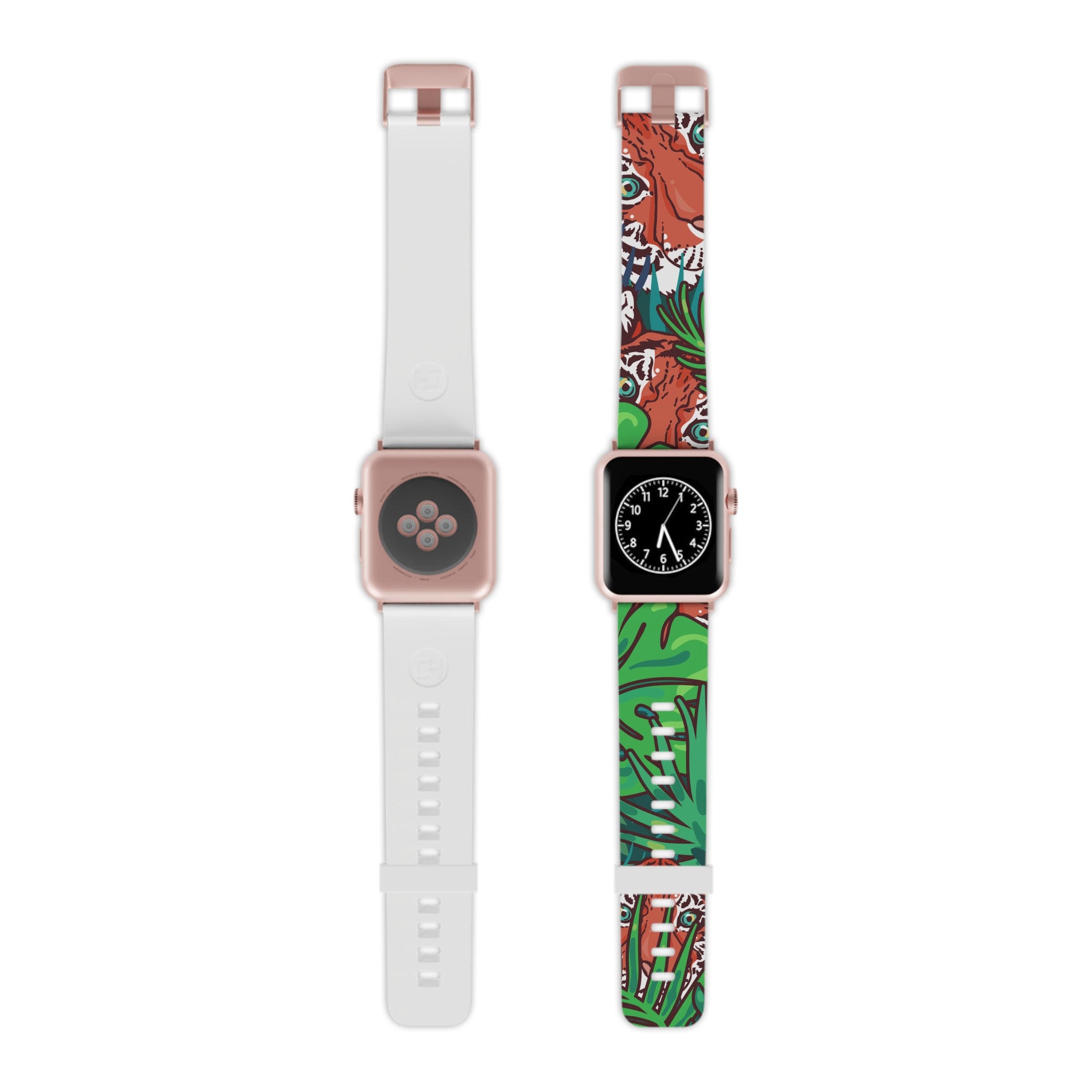 Tropical Jungle Tigers Blue and Green Saturated Jungle Tiger 8K Watch Band for Apple Watch, Artsulli - Art is Long, Life is Short, Accessories, Size, 7.5'' × 0.75'' / 38 - 40 mm, Color, Rose Gold, , , 14325076864267