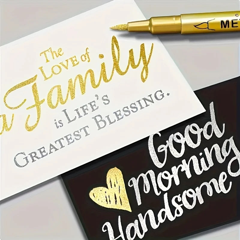 4pcs Golden & Silvery Permanent Marker Pens - Waterproof, Ideal for DIY Crafts, Resin Art, and Office Supplies, Painting Tools