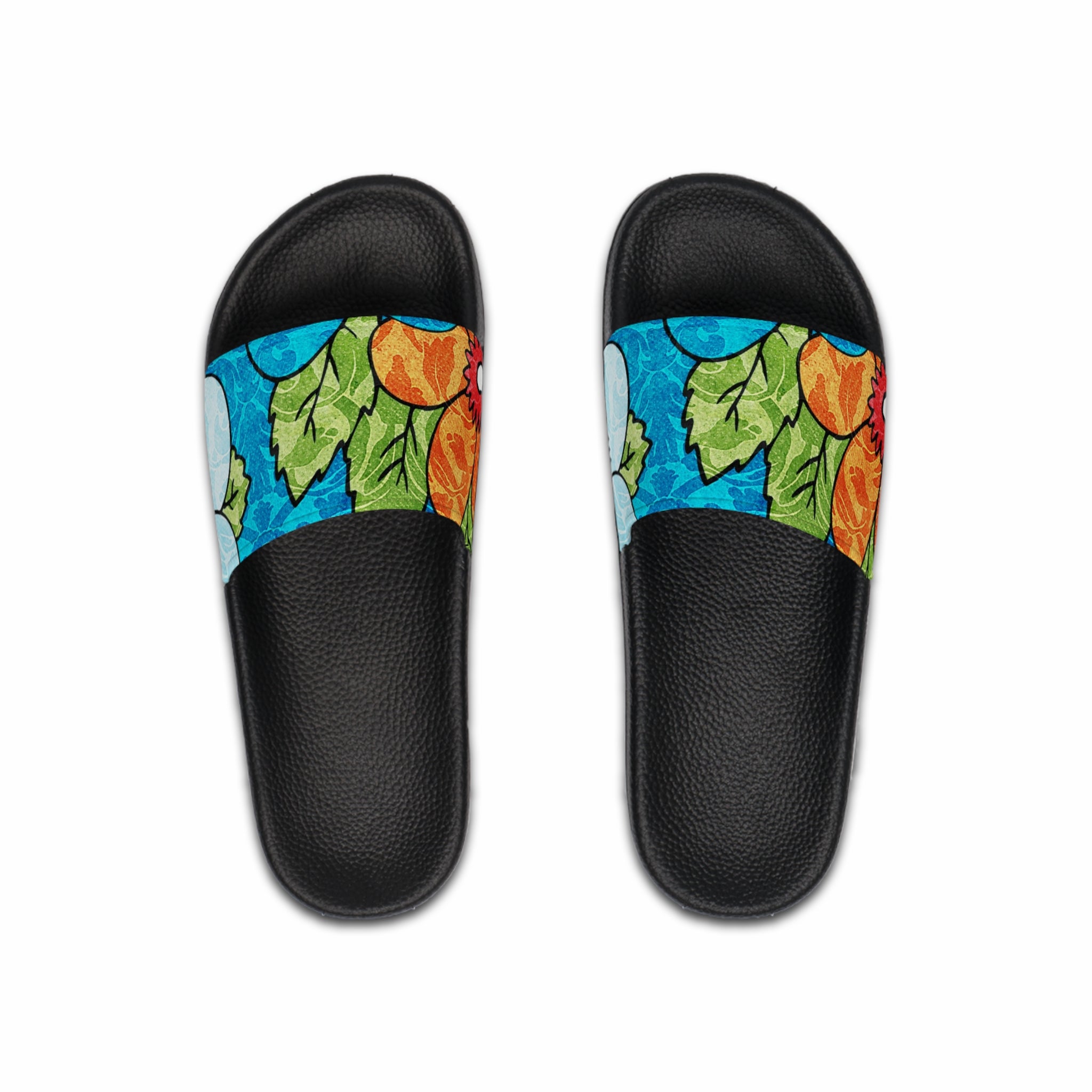 Blue Orange Groovy Men's Slide Sandals, Artsulli - Art is Long, Life is Short, Shoes, Color, Black sole, Size, US 6, , , 17431516329417443302