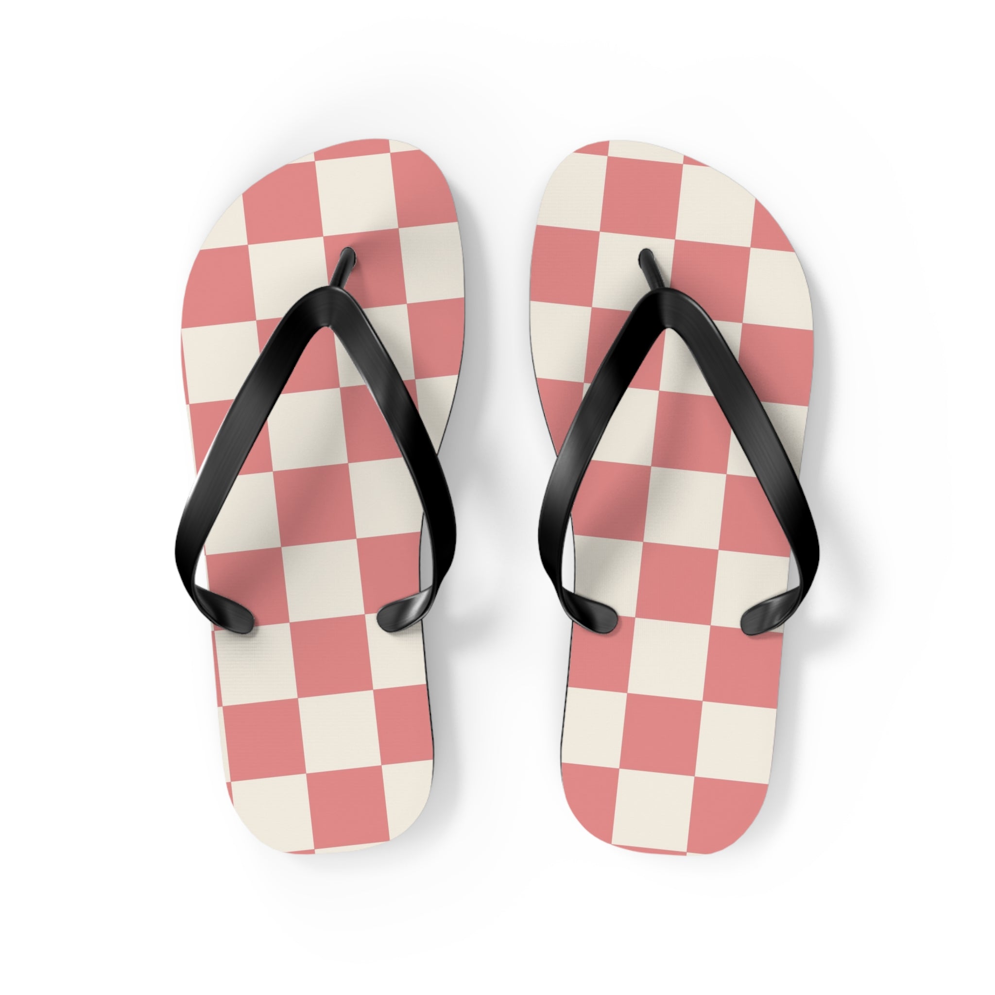 Retro Checkered Grassland Sprites Flip Flops, Artsulli - Art is Long, Life is Short, Shoes, Size, M, Color, Black sole, , , 20432789065316647394