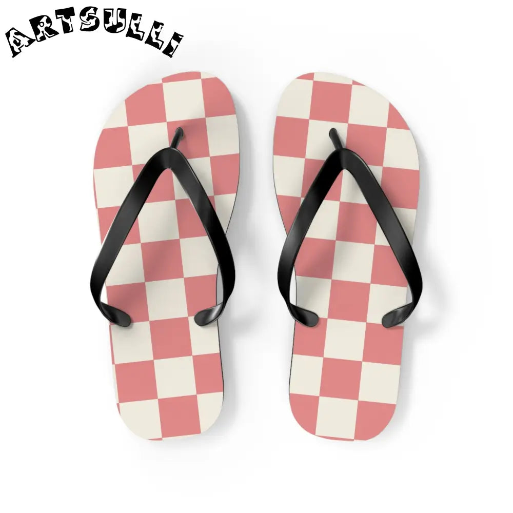 JAKKOUTTHEBXX Retro Checkered Grassland Sprites Flip Flops