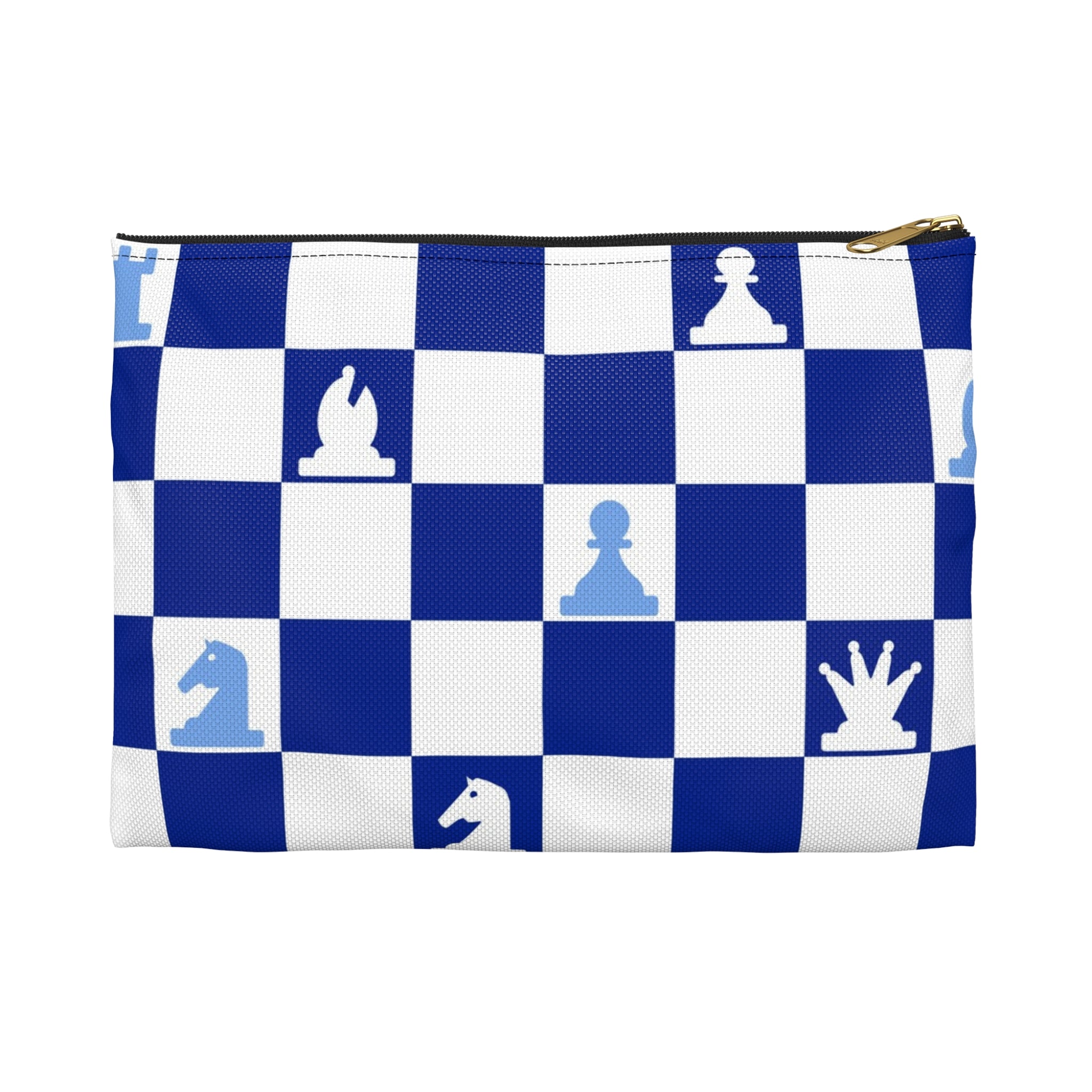 Chessboard Navy Blue Accessory Pouch, Artsulli - Art is Long, Life is Short, Bags, Size, Small, Color, Black zipper, , , 73179175563725858779