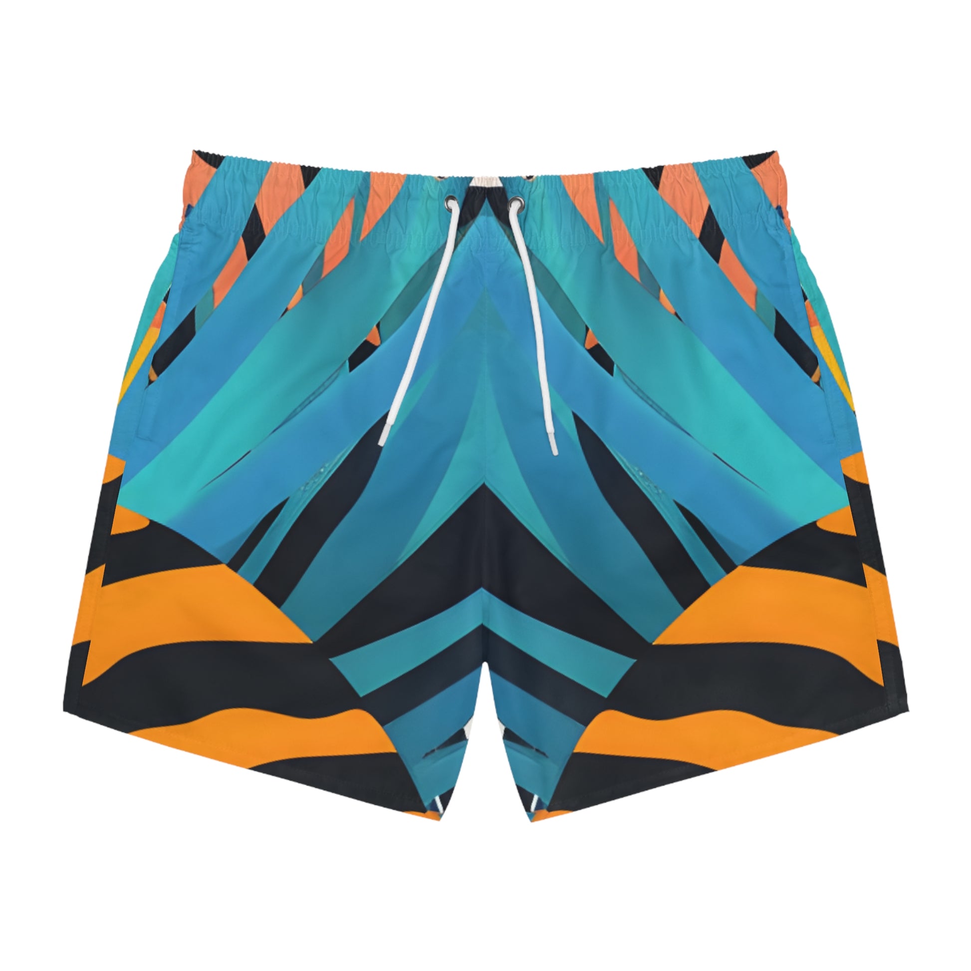 Palm Leaves x Tiger Stripes Orange and Blue Swim Trunks (AOP), Artsulli - Art is Long, Life is Short, All Over Prints, Size, XS, Color, Seam thread color automatically matched to design, , , 31645837662100092137