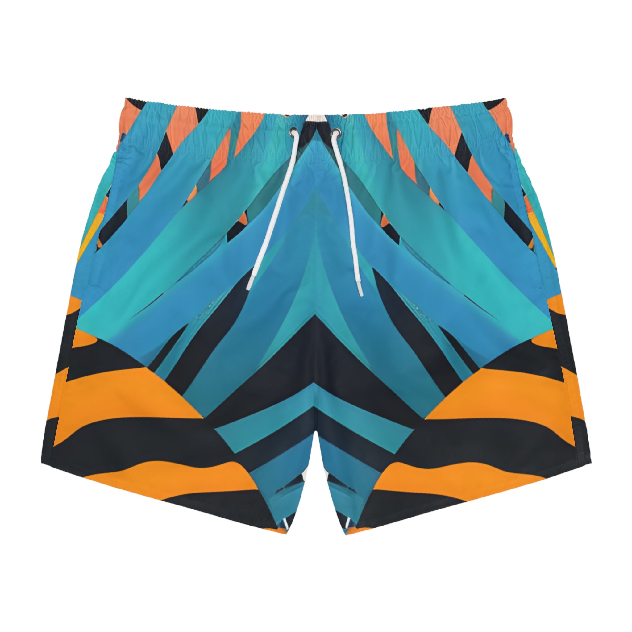Palm Leaves x Tiger Stripes Orange and Blue Swim Trunks (AOP), Artsulli - Art is Long, Life is Short, All Over Prints, Size, XS, Color, Seam thread color automatically matched to design, , , 31645837662100092137