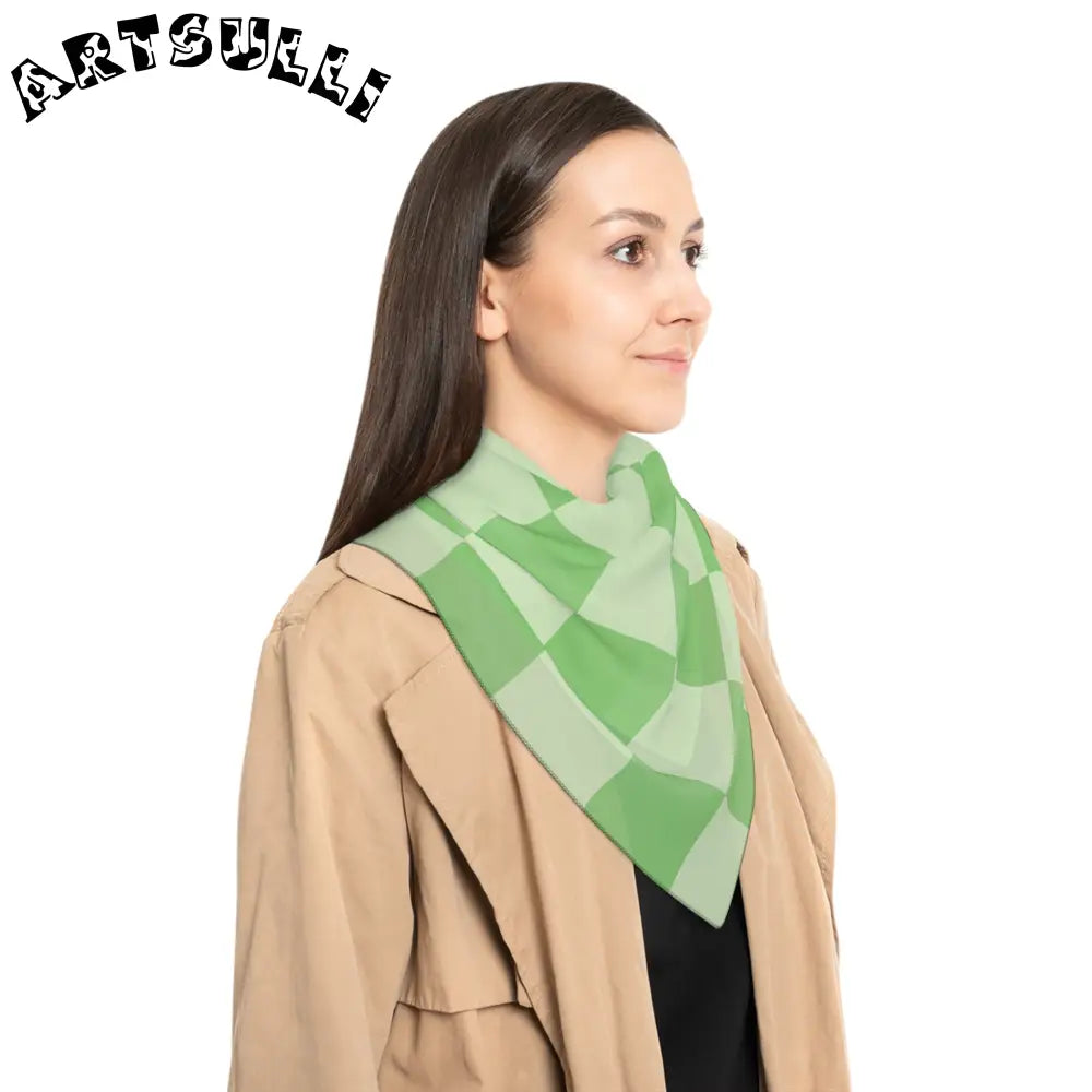 JAKKOUTTHEBXX Checkerboard Green Poly Scarf JAKKOUTTHEBXX Artsulli