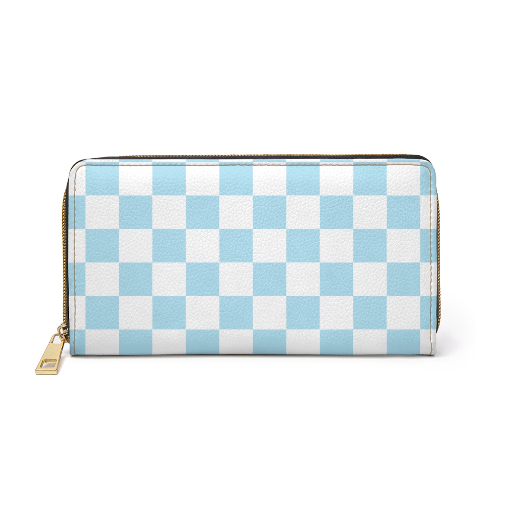 Checkerboard Sky Blue Zipper Wallet, Artsulli - Art is Long, Life is Short, Accessories, Size, One size, Color, White, , , 24893765422375475987