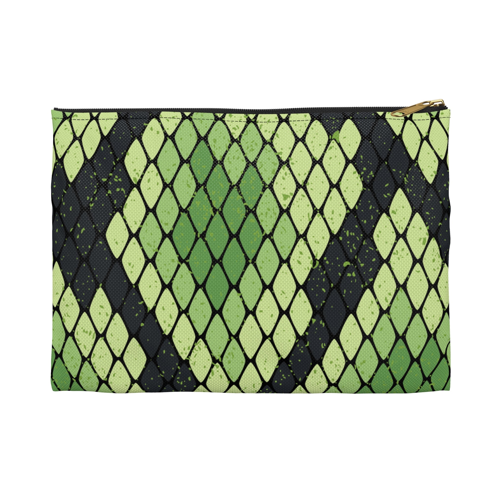 Snake Skin Green and Black Accessory Pouch, Artsulli - Art is Long, Life is Short, Bags, Size, Small, Color, Black zipper, , , 11144894090796