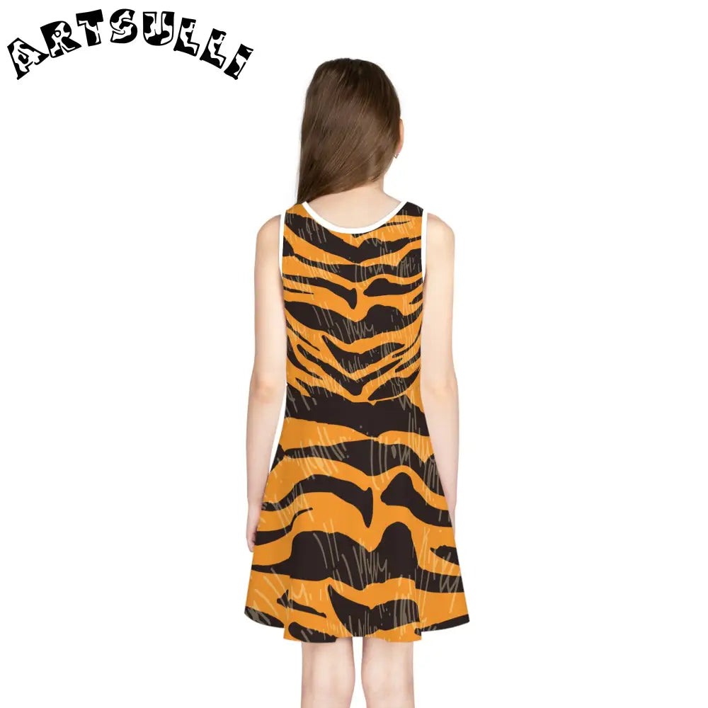 JAKKOUTTHEBXX Tiger Scratches Orange & Black Girls’ Sleeveless