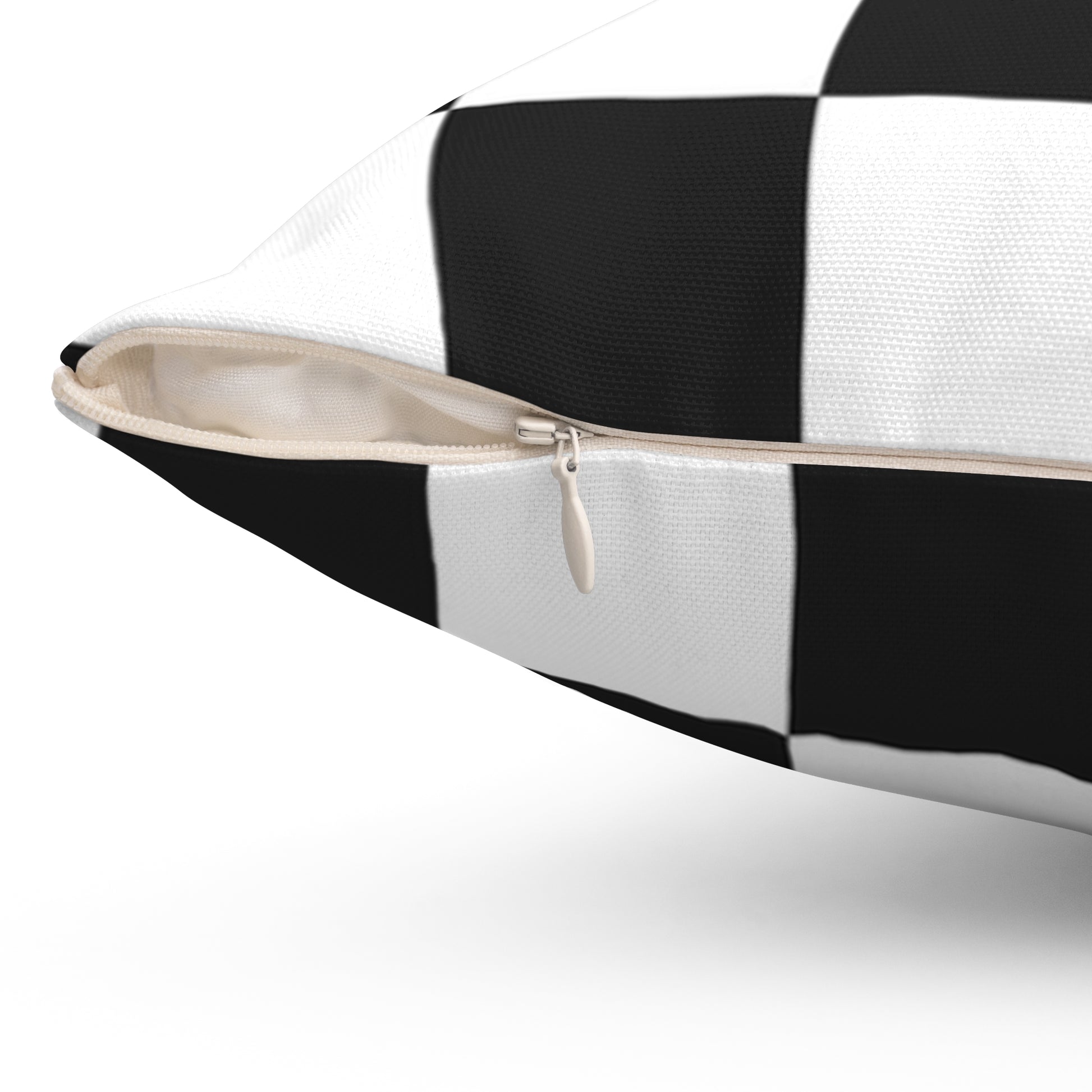Checkerboard White and Black Spun Polyester Square Pillow, Artsulli - Art is Long, Life is Short, Home Decor, , , , , , , 