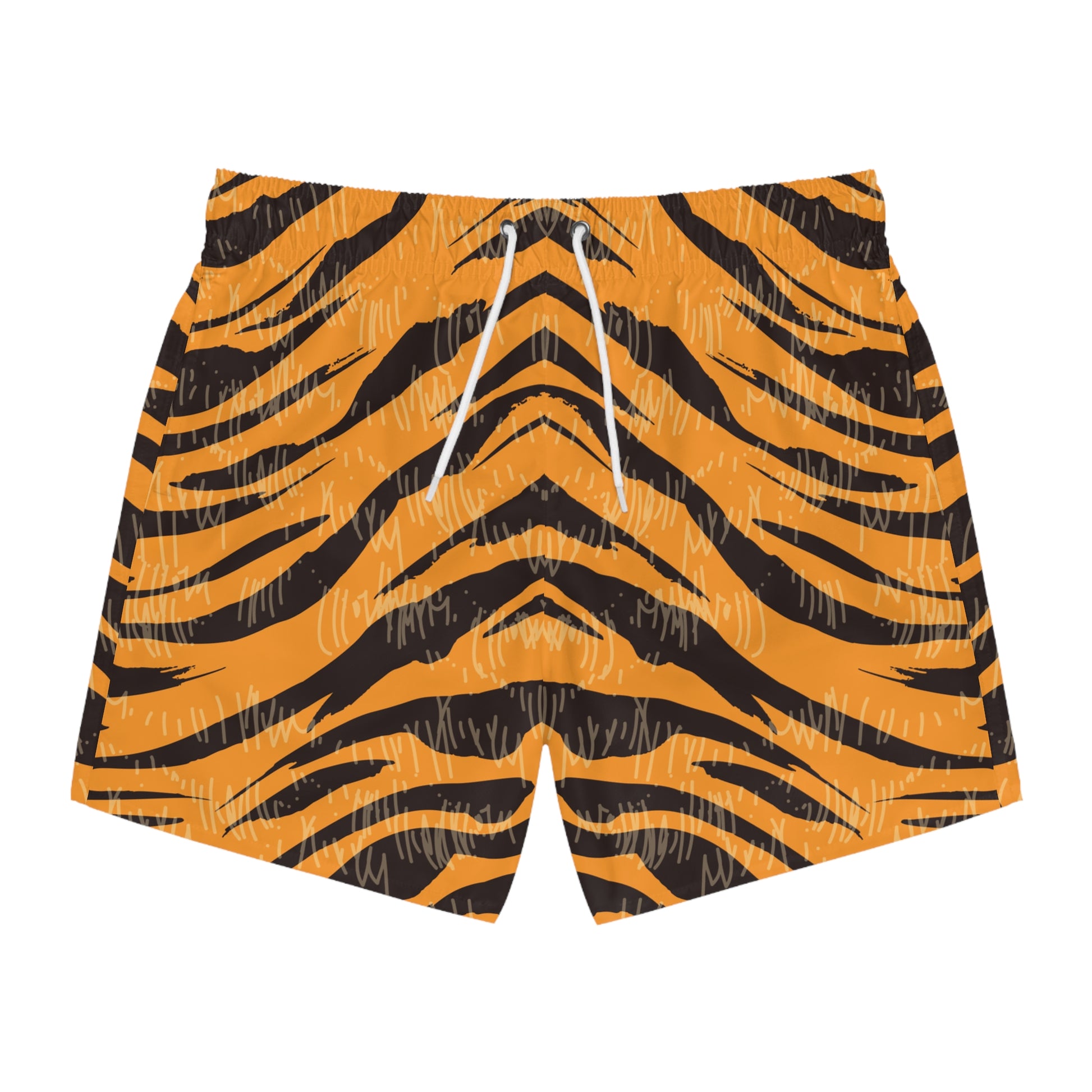 Tiger Scratches Orange and Black Swim Trunks (AOP), Artsulli - Art is Long, Life is Short, All Over Prints, Size, XS, Color, Seam thread color automatically matched to design, , , 19858744568370263231