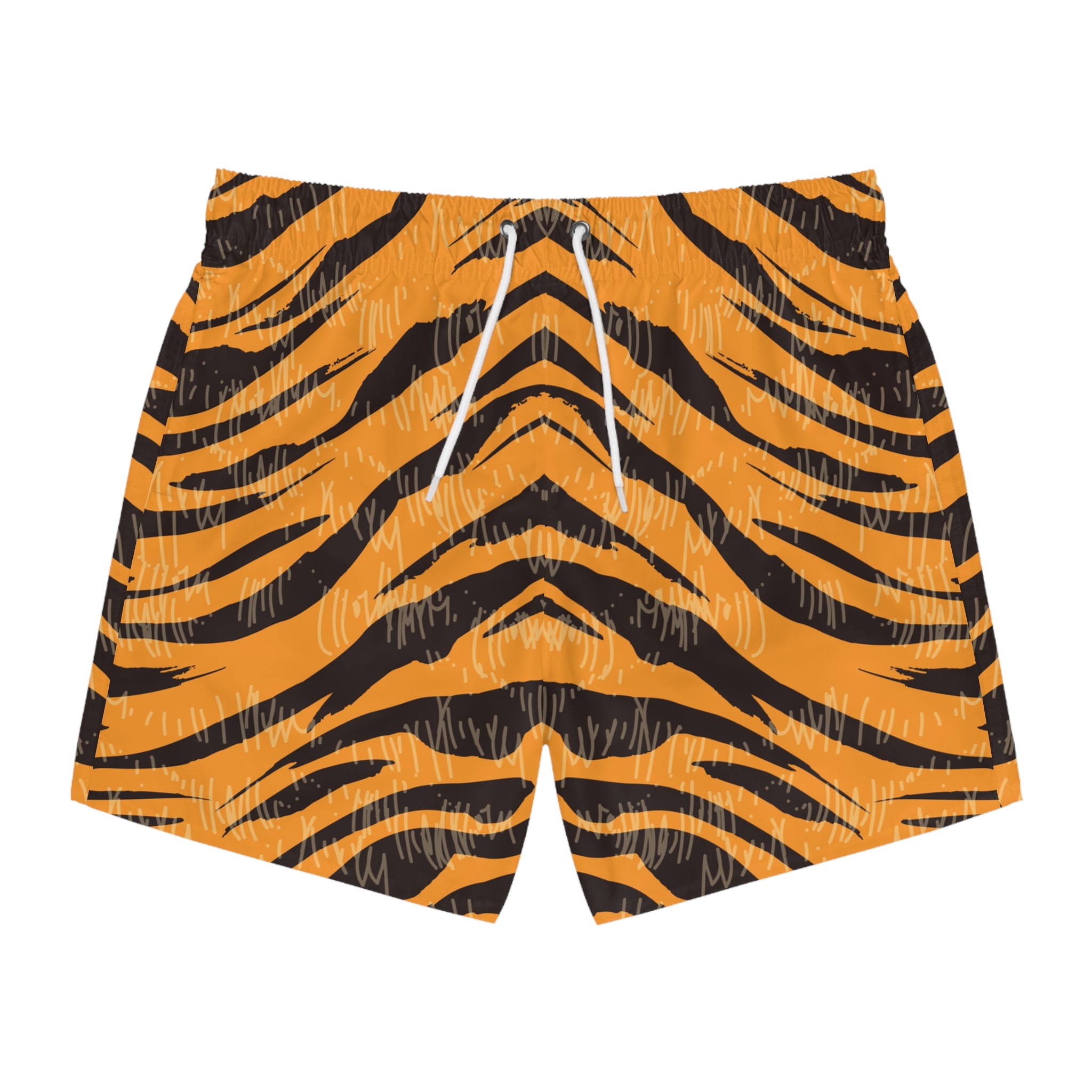 Tiger Scratches Orange and Black Swim Trunks (AOP), Artsulli - Art is Long, Life is Short, All Over Prints, Size, XS, Color, Seam thread color automatically matched to design, , , 19858744568370263231