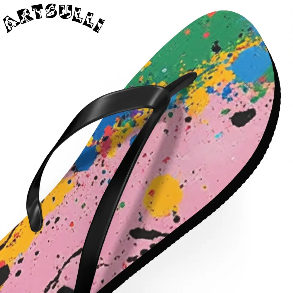 JAKKOUTTHEBXX The Colors Of Paint Splatter Flip Flops JAKKOUTTHEBXX