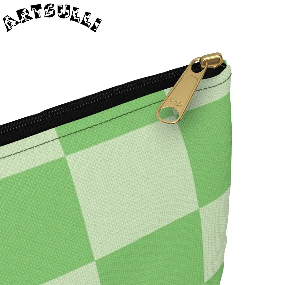 JAKKOUTTHEBXX Checkerboard Green Accessory Pouch JAKKOUTTHEBXX