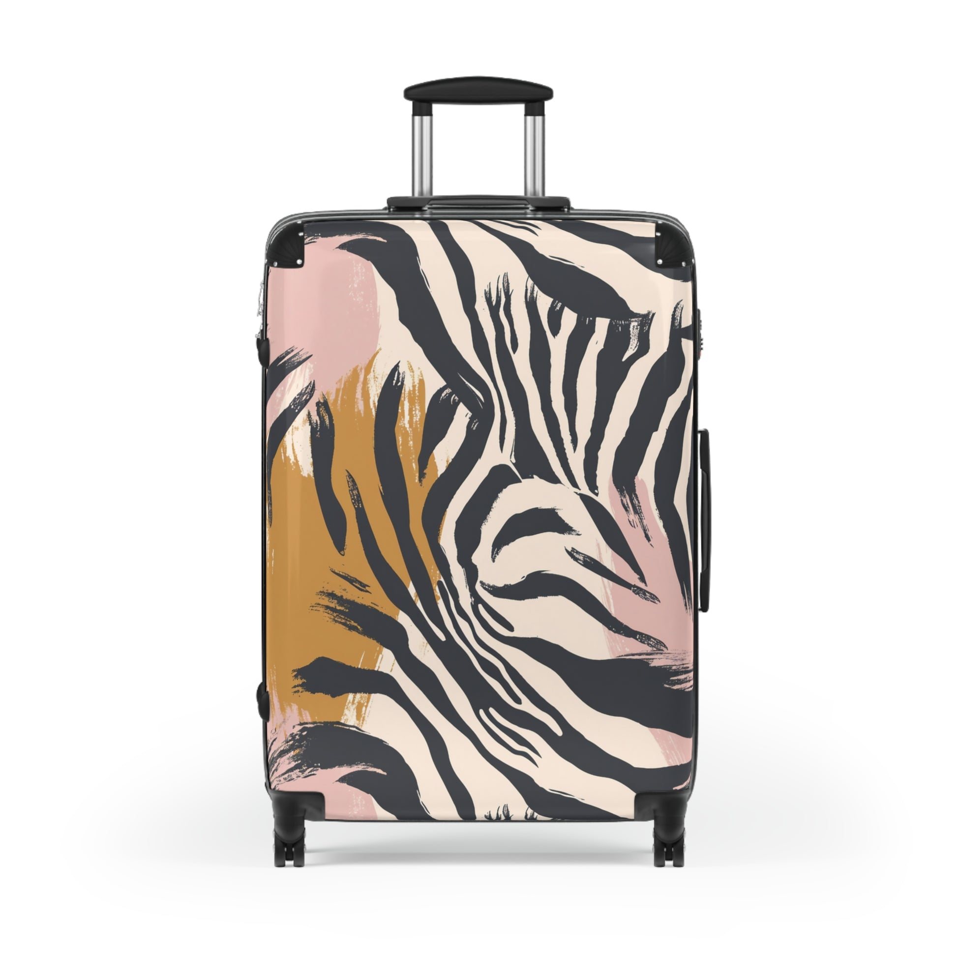 Zebra Brush Strokes Suitcase, Artsulli - Art is Long, Life is Short, Bags, Size, Large, Color, Black, , , 17611196671203