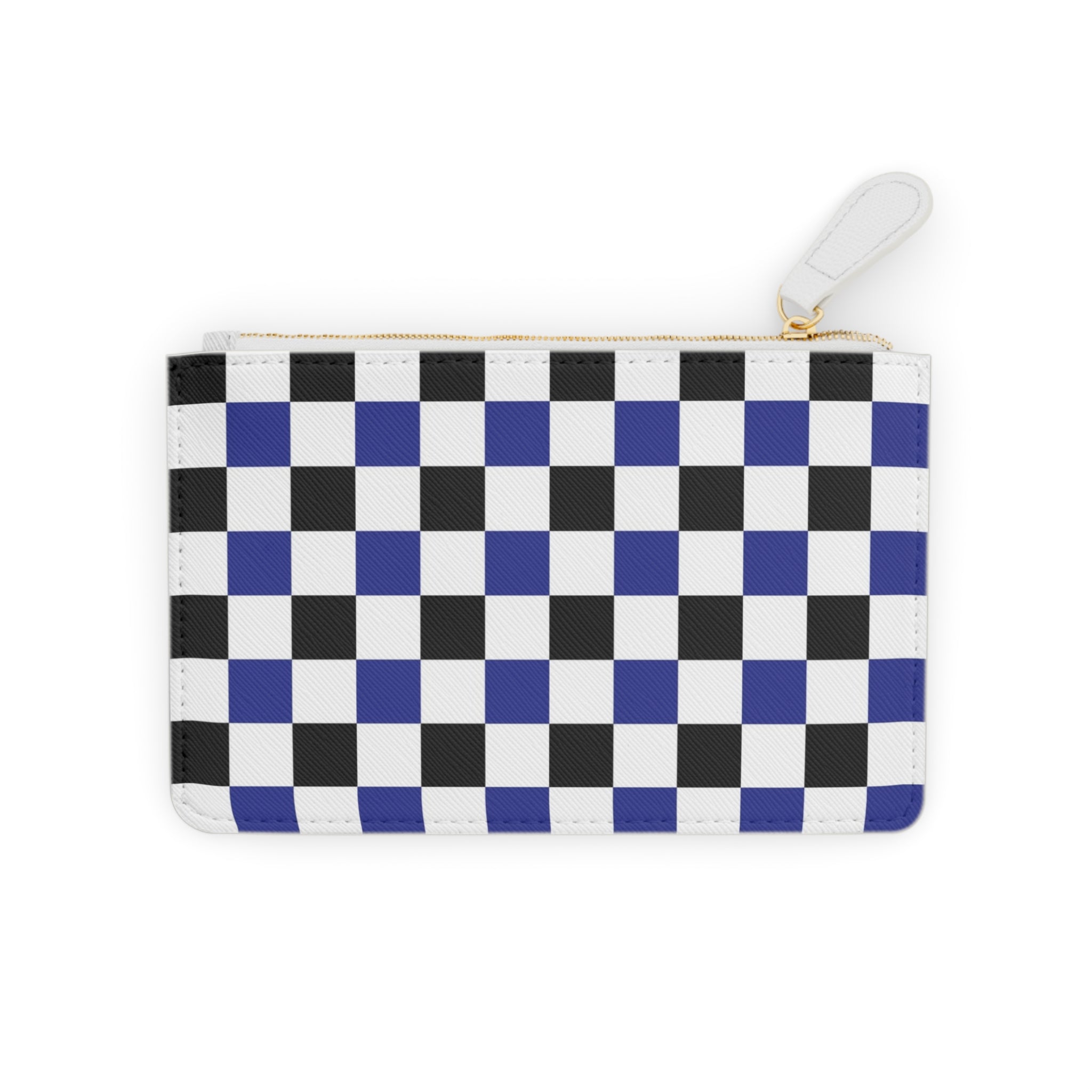 Checkerboard Blue White and Black Mini Clutch Bag, Artsulli - Art is Long, Life is Short, Bags, Size, 6.3” x 4”, Color, White, , , 11212389877898714998