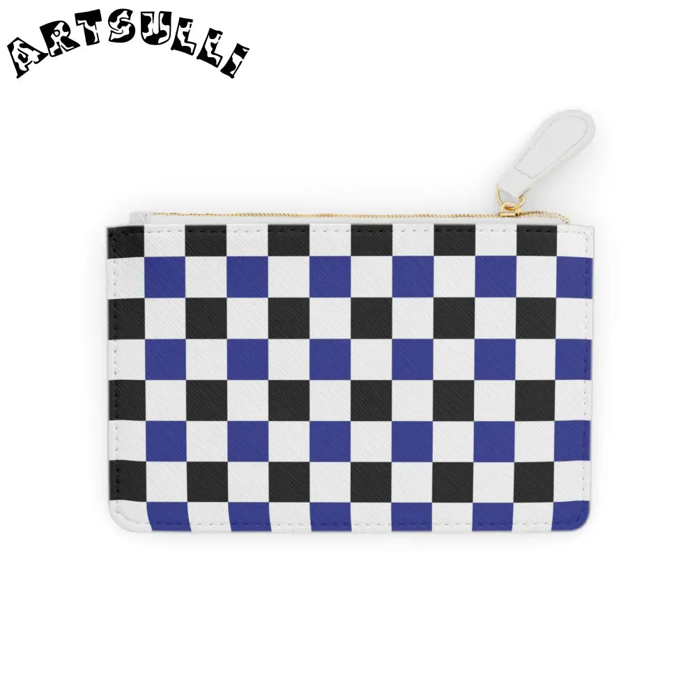 JAKKOUTTHEBXX Checkerboard Blue White and Black Mini Clutch Bag