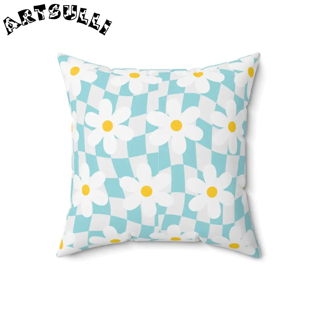 JAKKOUTTHEBXX Trippy Check Garden Spun Polyester Square Pillow