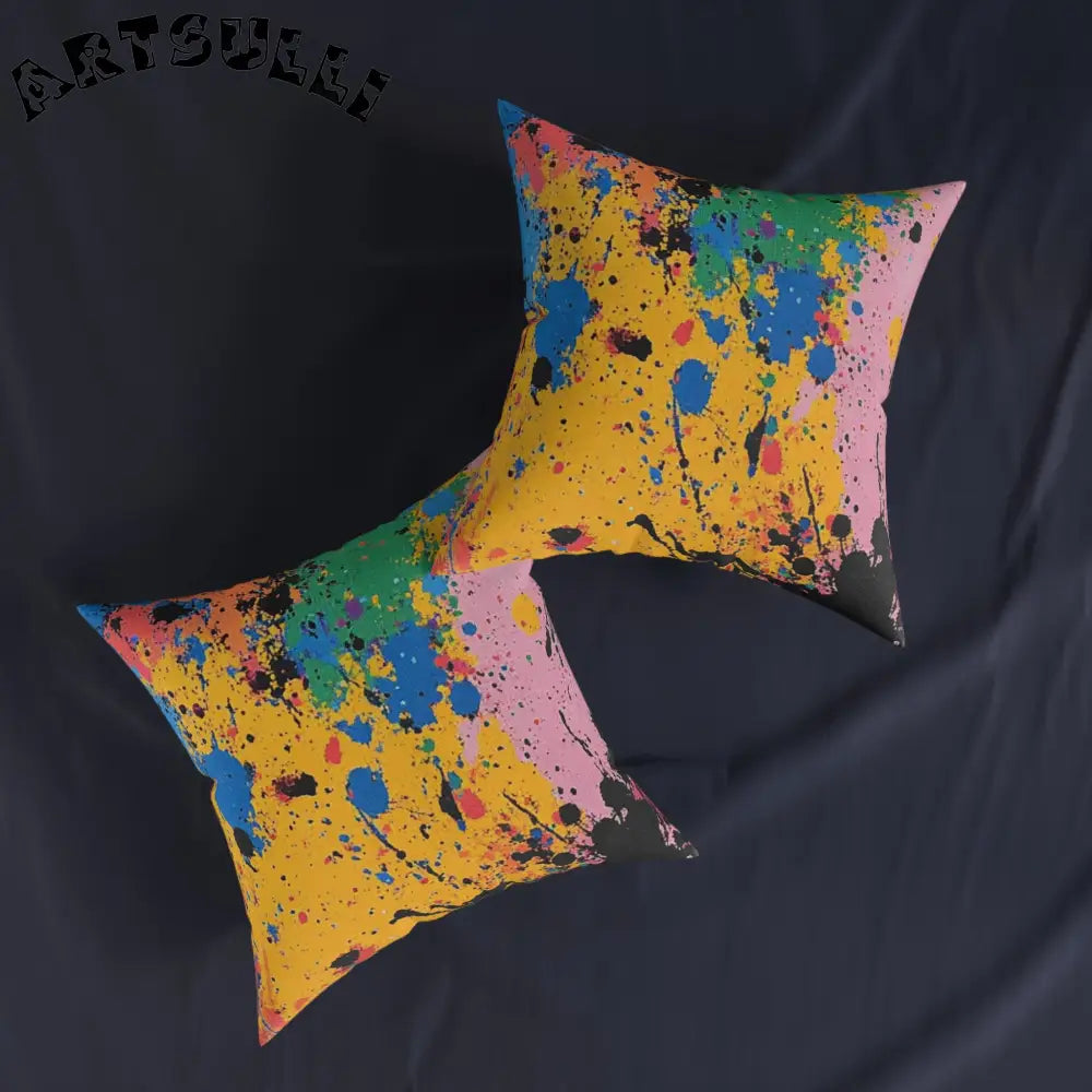 JAKKOUTTHEBXX The Colors Of Paint Splatter Square Pillow