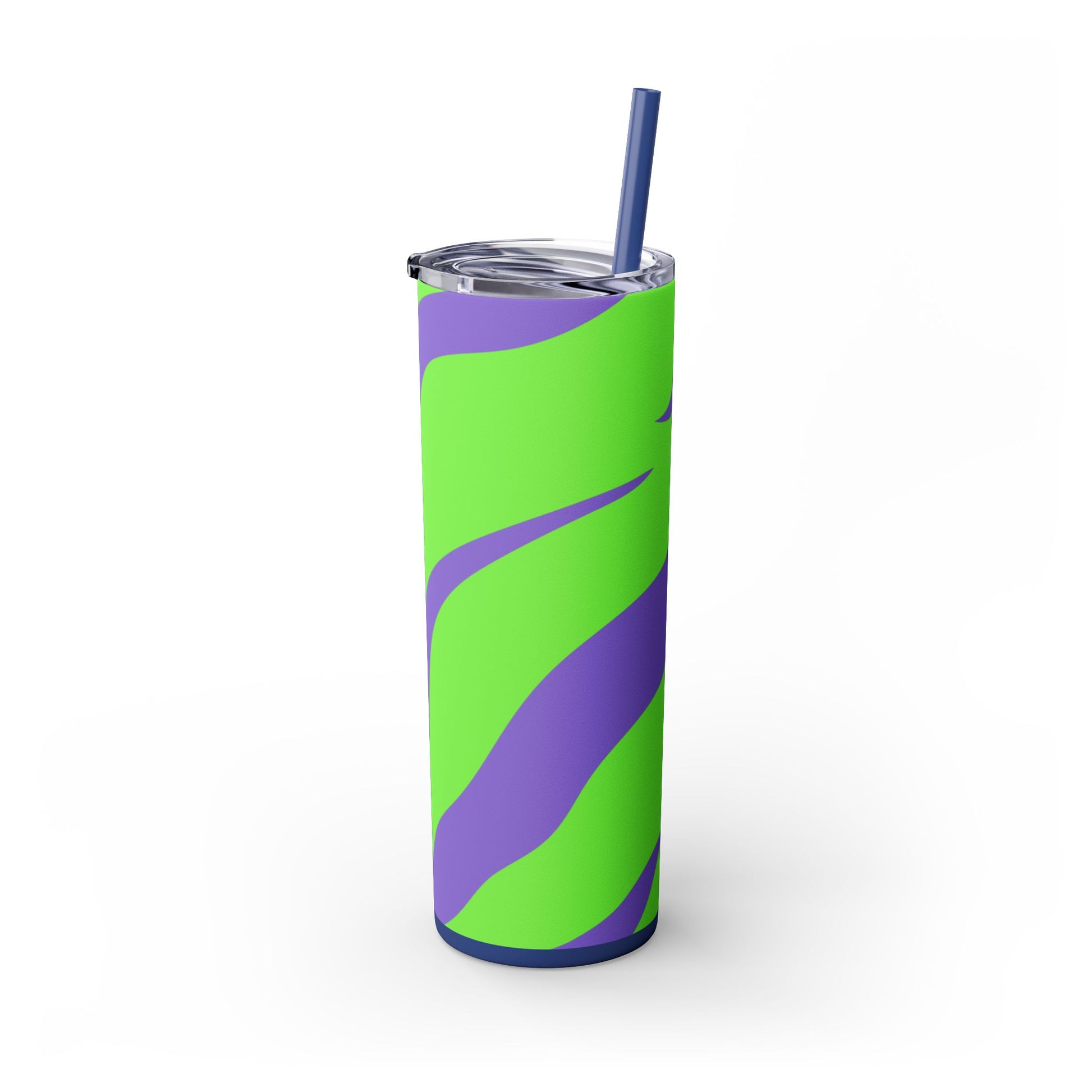Tyrannosaurus Print Green and Purple Skinny Tumbler with Straw, 20oz, Artsulli - Art is Long, Life is Short, Mug, , , , , , , 