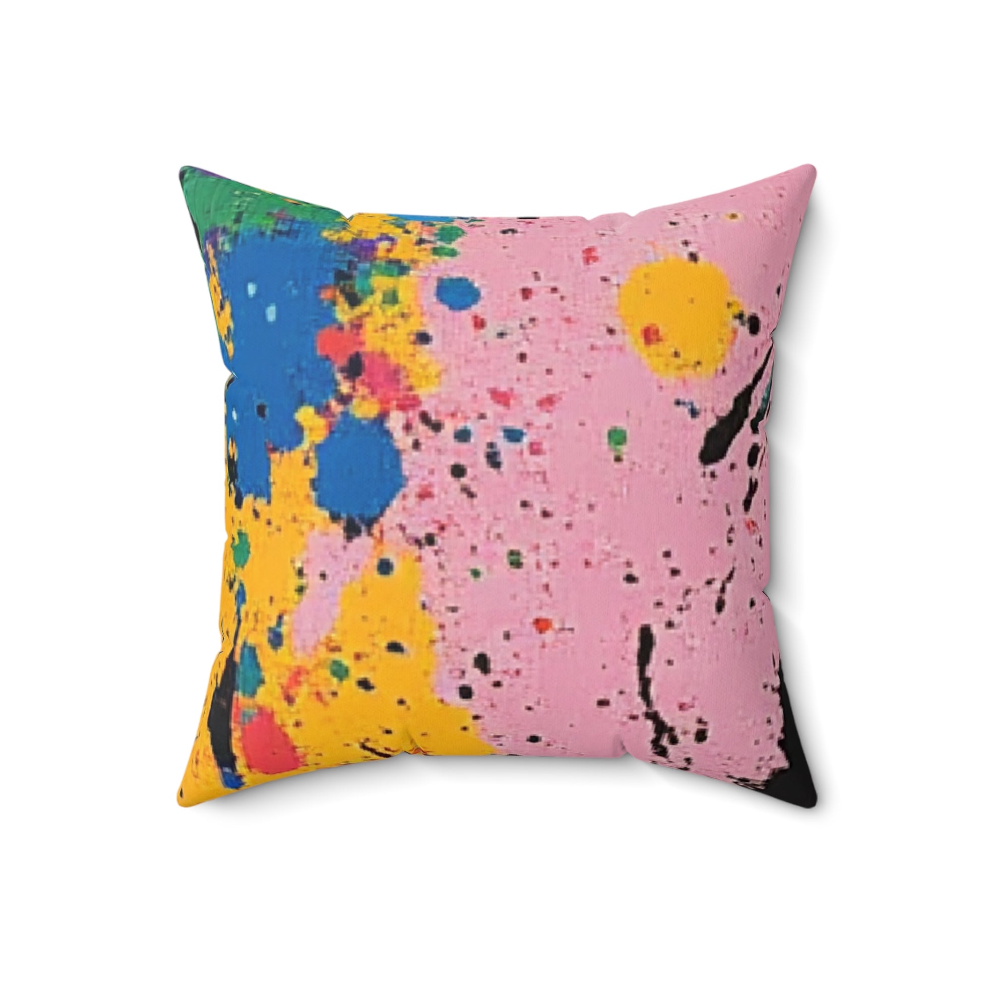 The Colors Of Paint Splatter Faux Suede Square Pillow, Artsulli - Art is Long, Life is Short, Home Decor, , , , , , , 