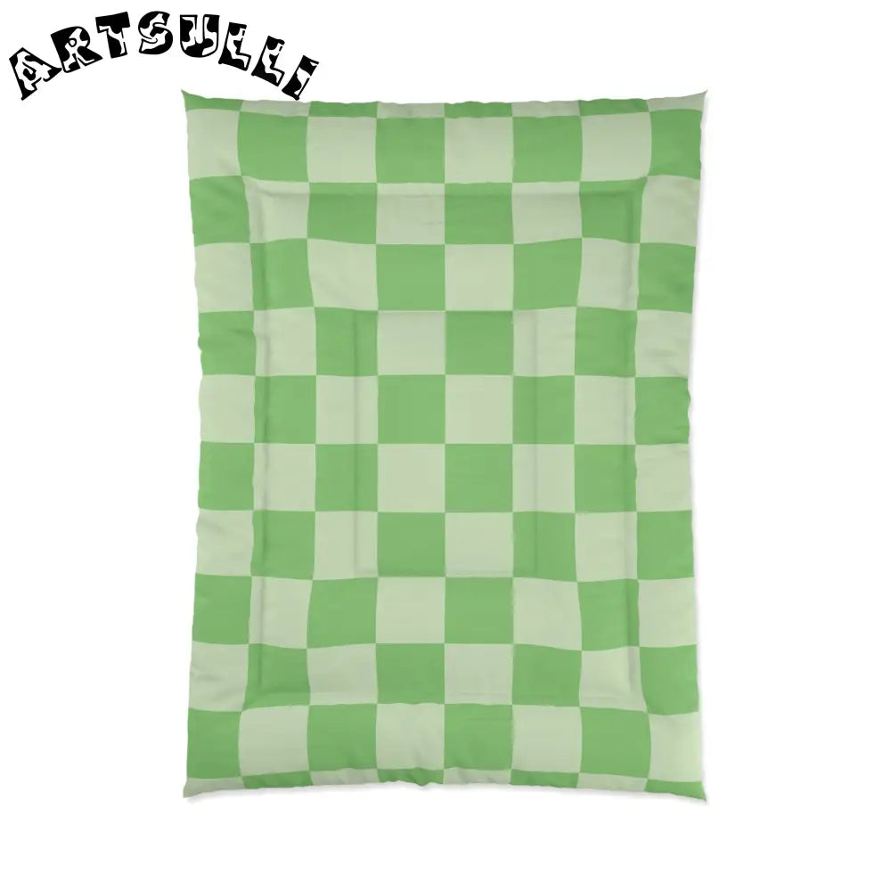 JAKKOUTTHEBXX Checkerboard Green Comforter JAKKOUTTHEBXX Artsulli