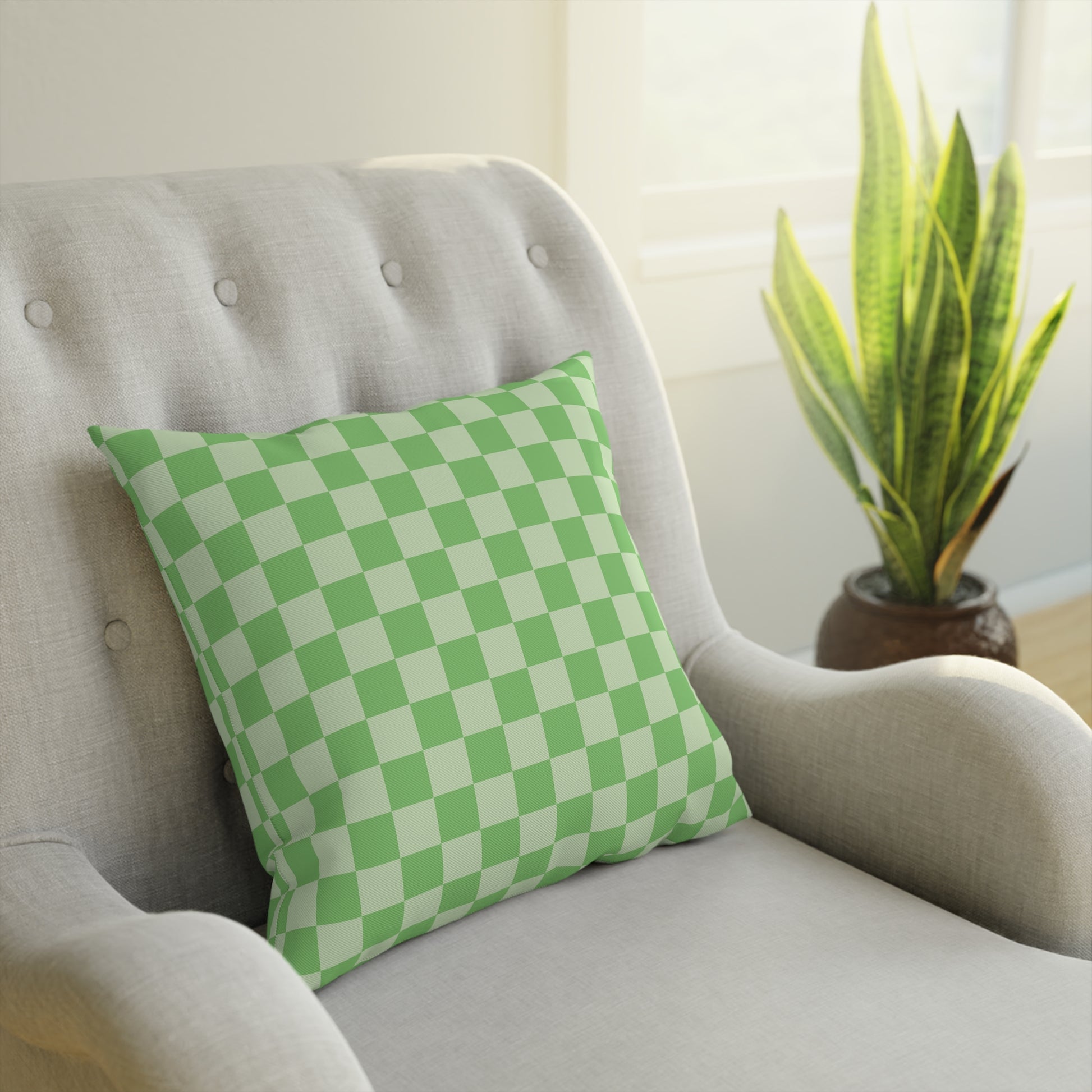 Checkerboard Green Cushion, Artsulli - Art is Long, Life is Short, Home Decor, , , , , , , 