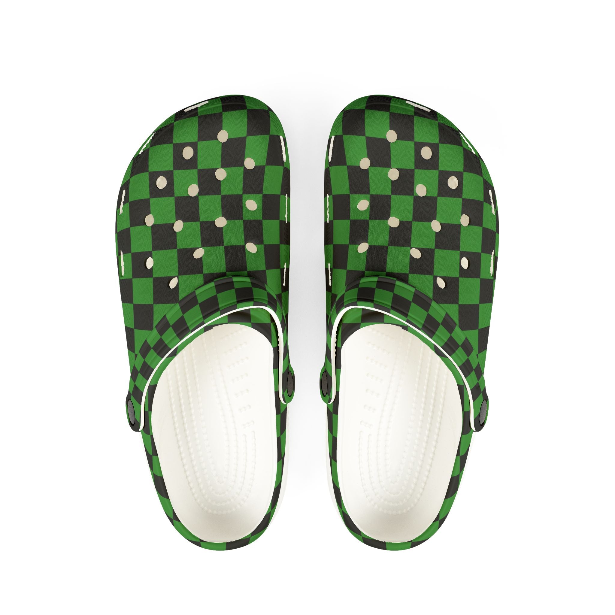 Checkerboard Green and Black EVA Foam Rubber Shoes (AOP), Artsulli - Art is Long, Life is Short, Shoes, Size, US 6 (Women's), Color, White, , , 32649583382539316643
