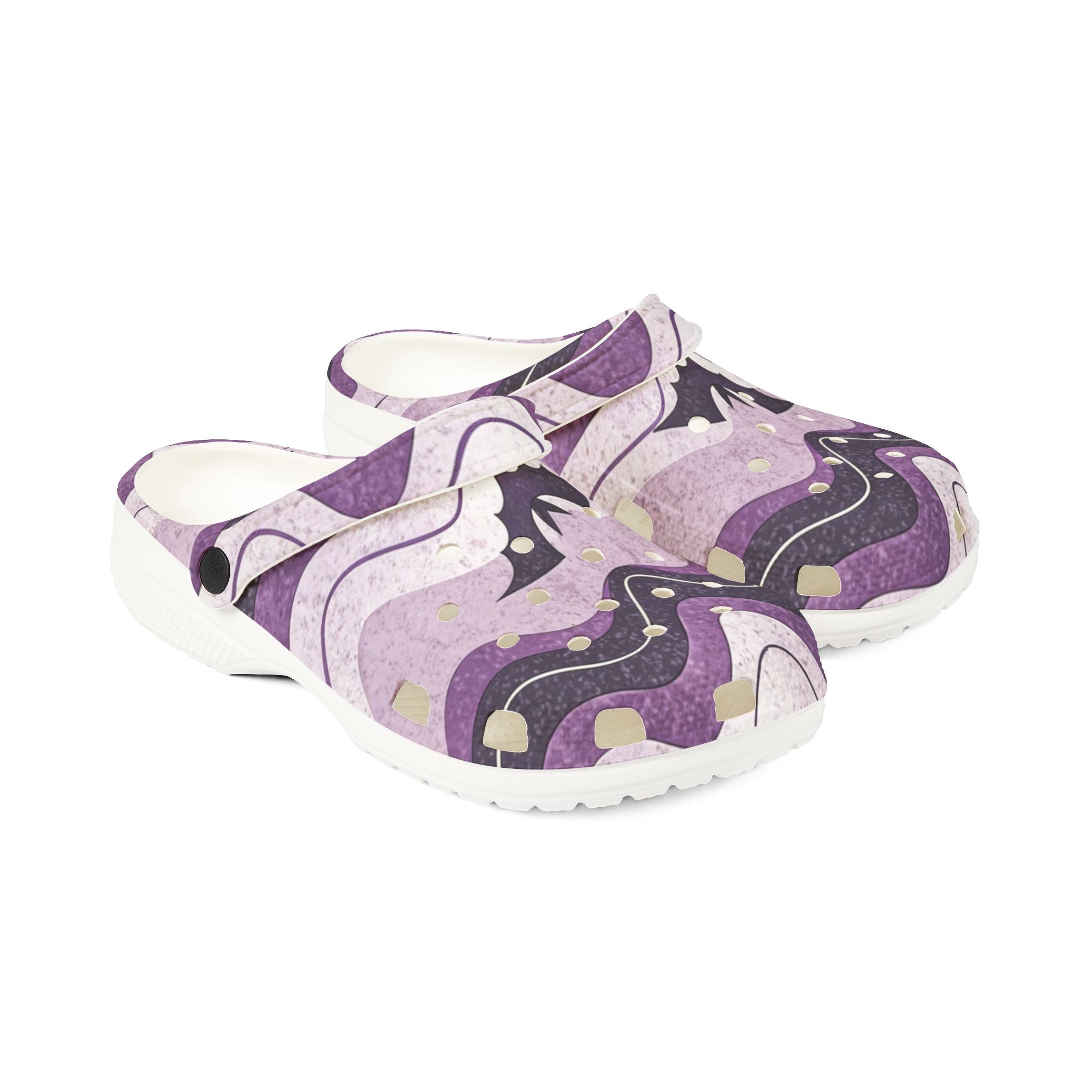 Bat Wave Purple EVA Foam Rubber Shoes (AOP), Artsulli - Art is Long, Life is Short, Shoes, , , , , , , 